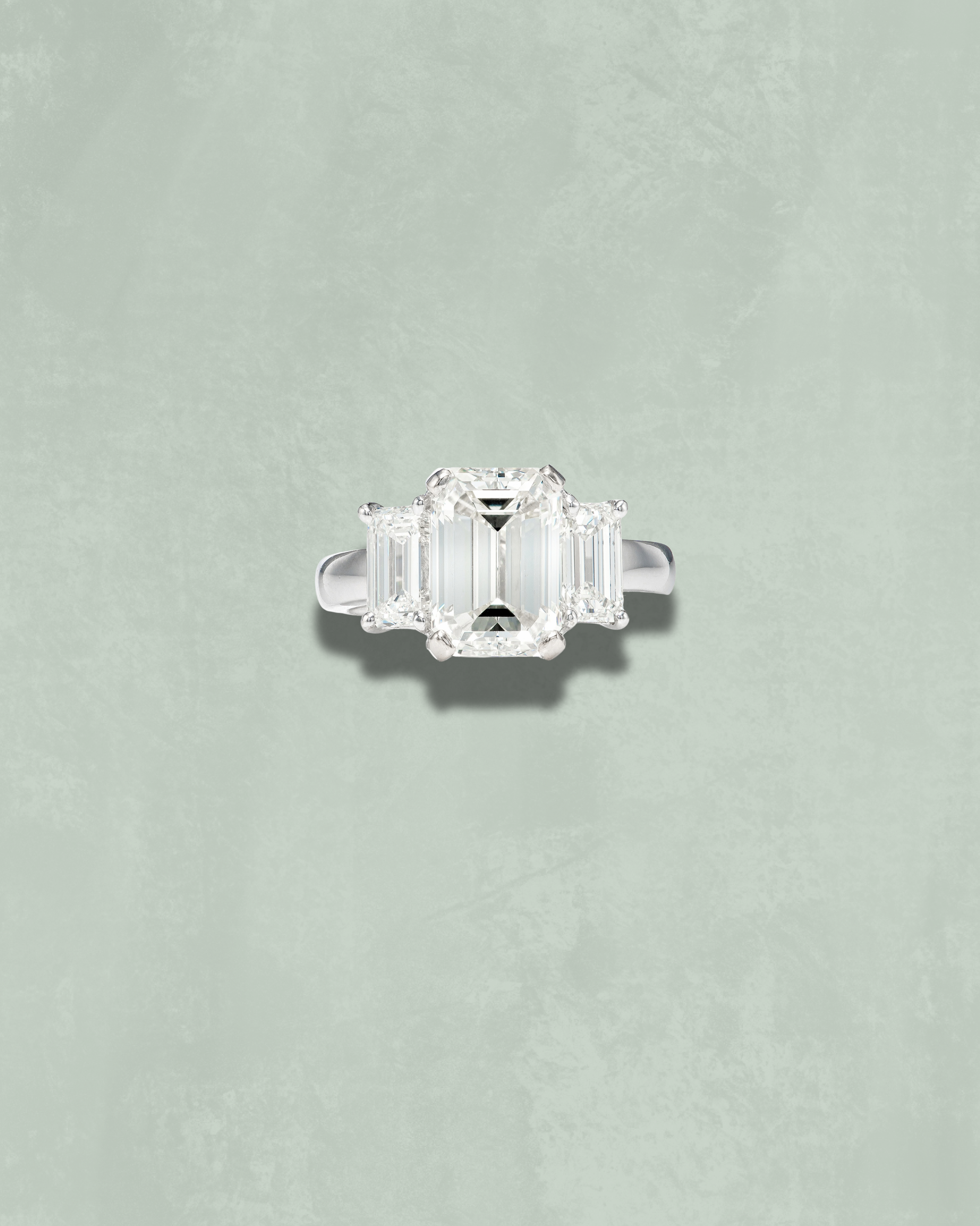 Emerald Cut Trio Engagement Ring