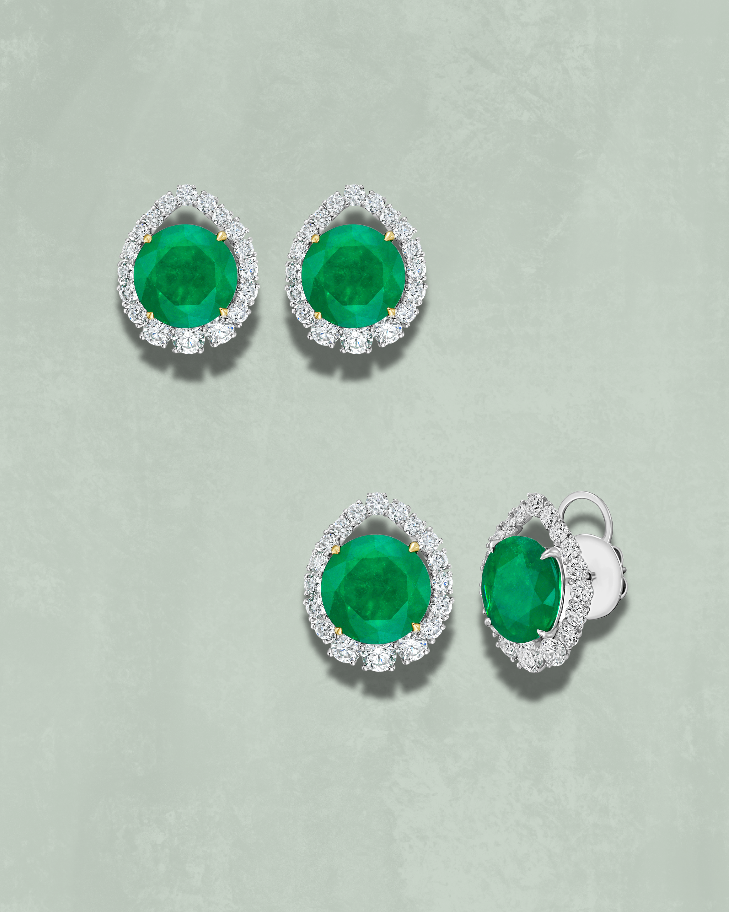 Colombian Emerald Halo Earrings