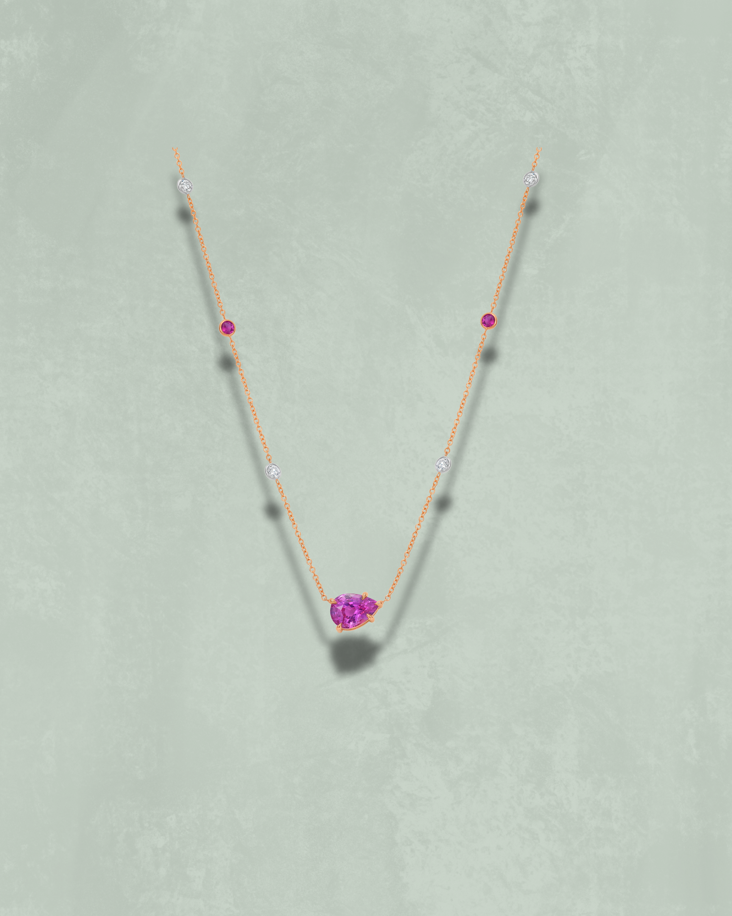 Pink Sapphire Station Pendant