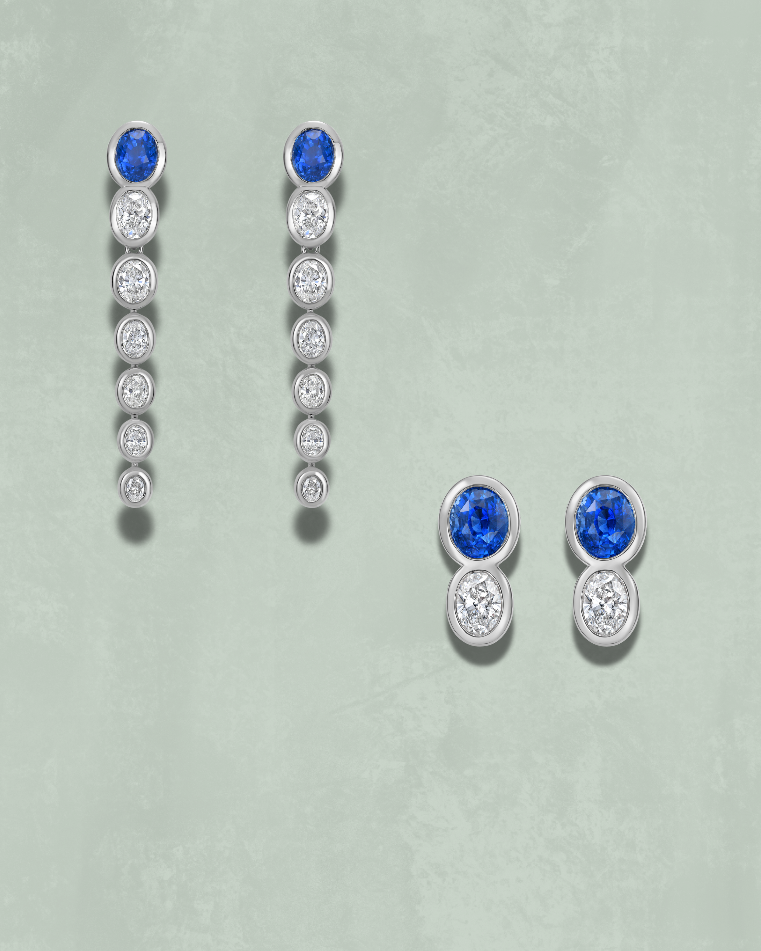 Blue Sapphire Detachable Oval Drops