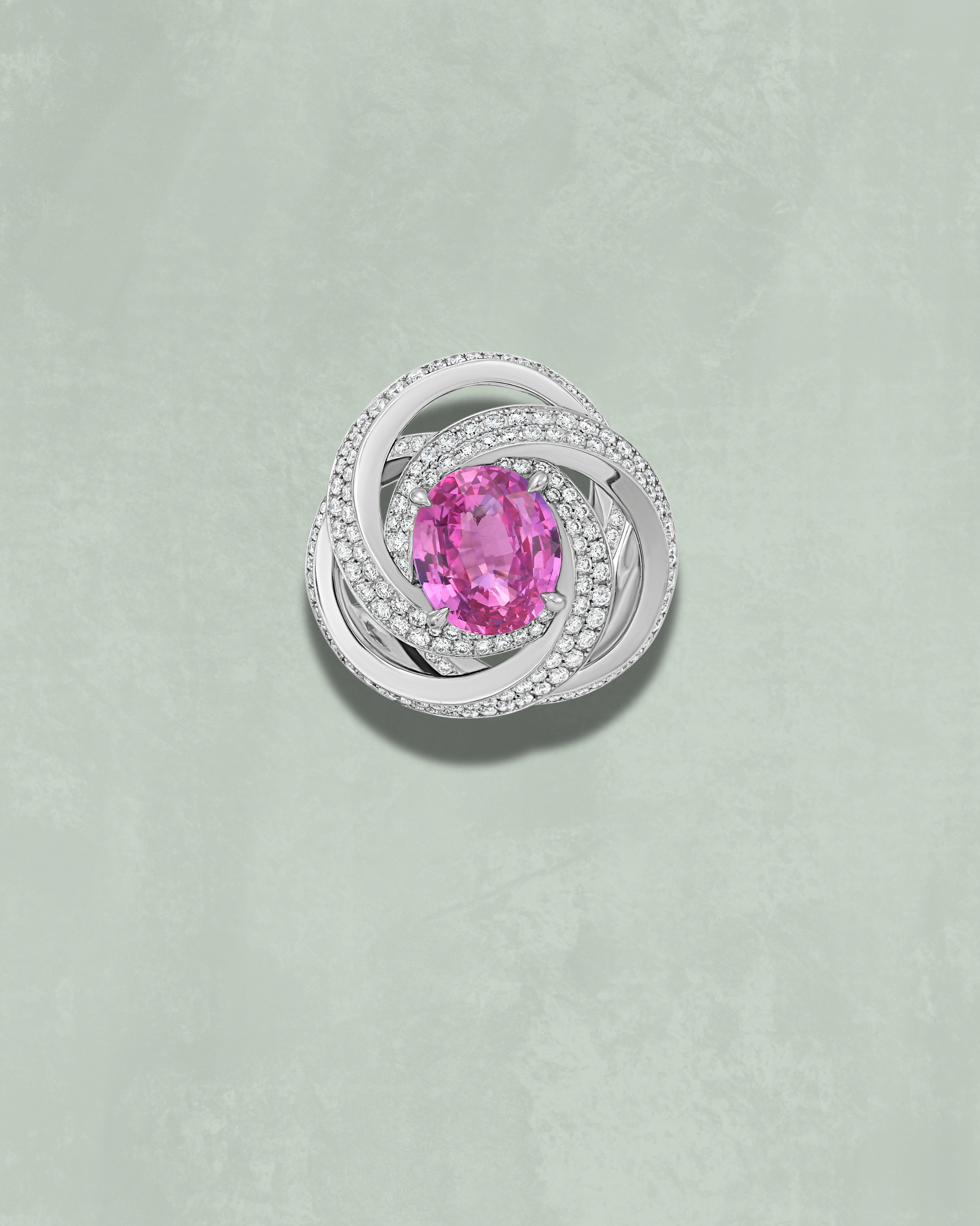 Padparadscha Diamond Ring
