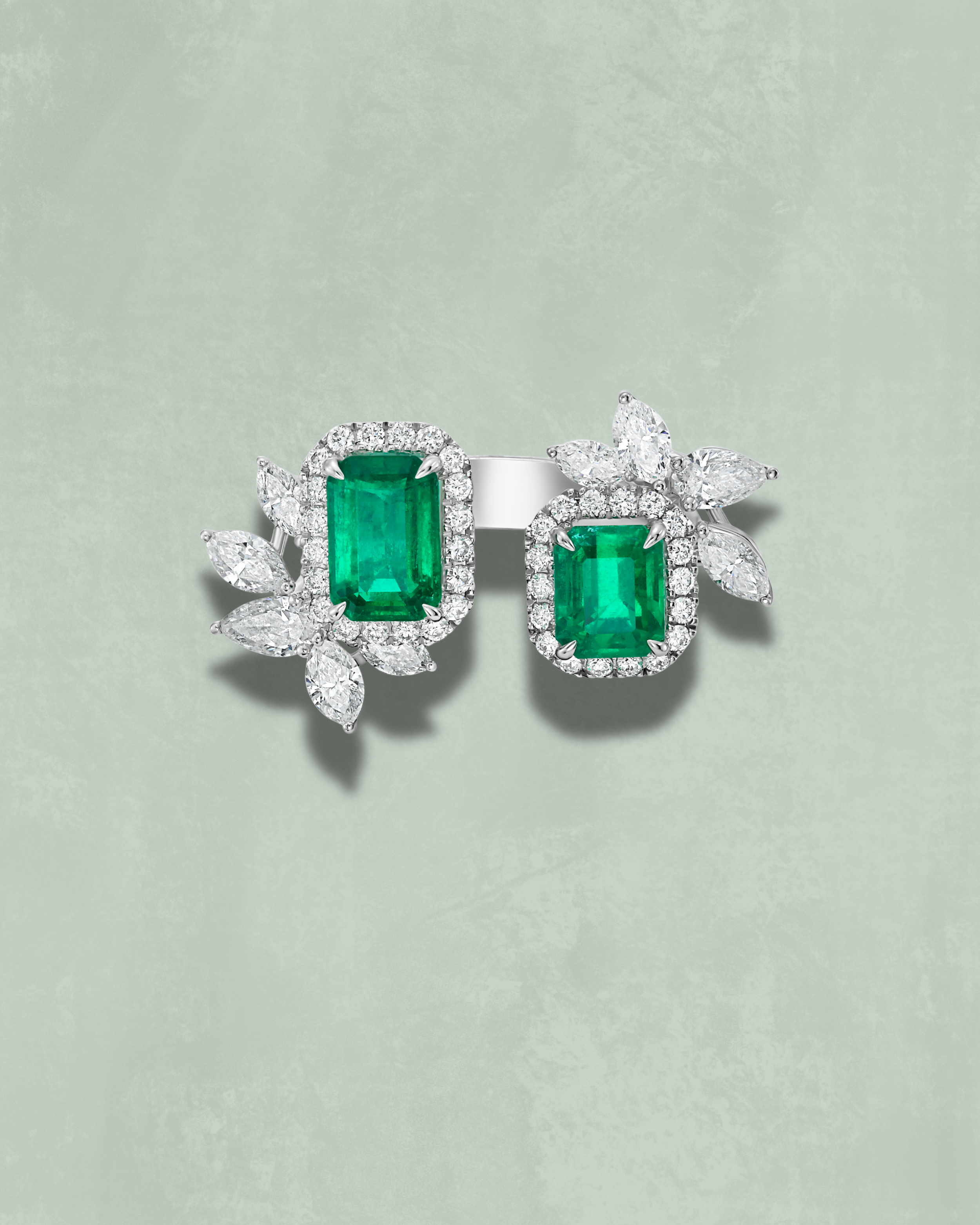 Colombian Emerald Duo Ring