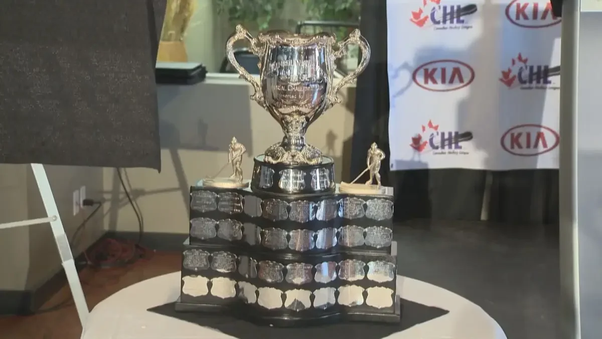Trophy of the Memorial cup on a table
