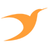 Simple illustration of a flying bird with an orange body and wings