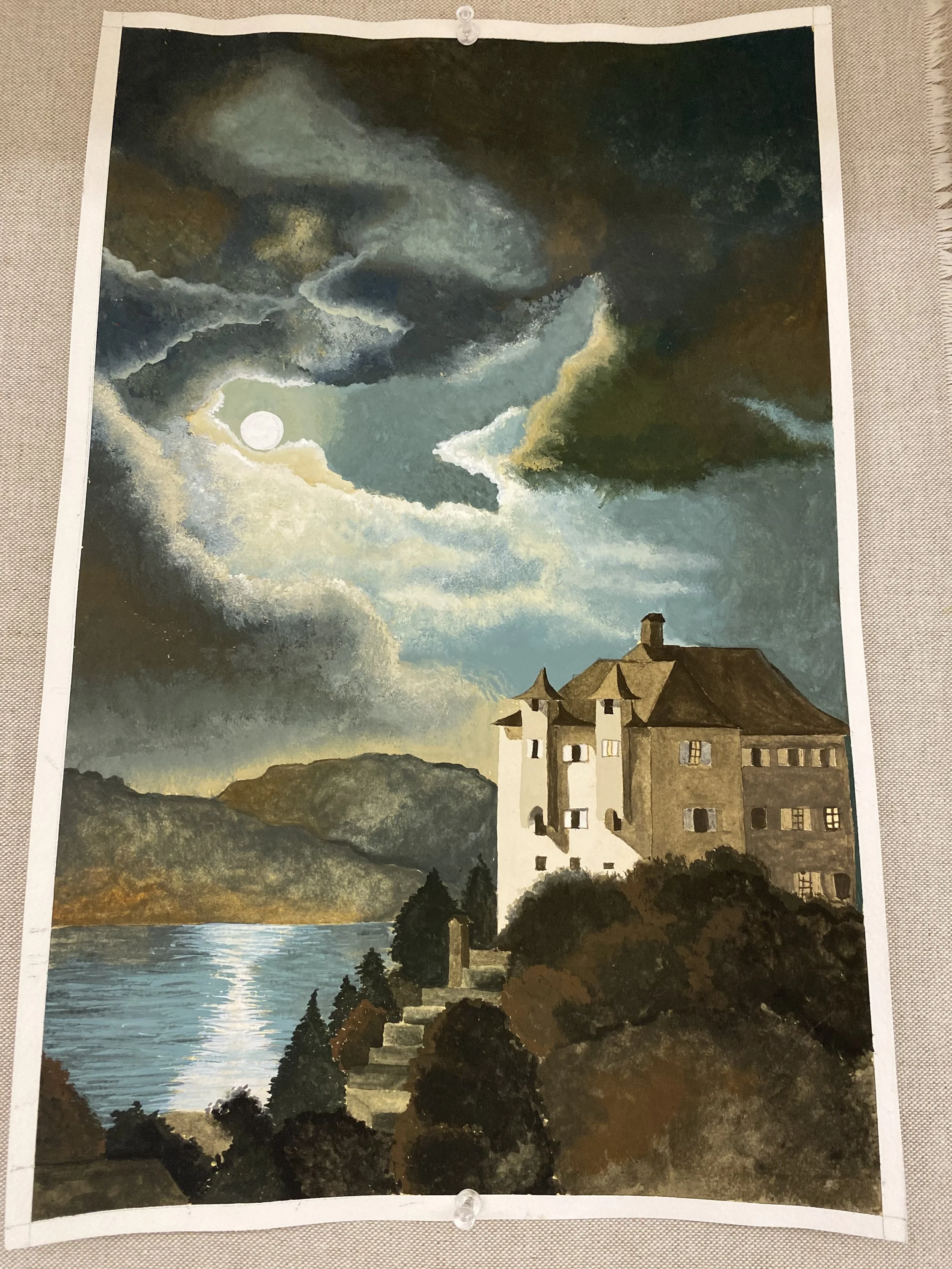 Landscape practice in color, Gouache on paper