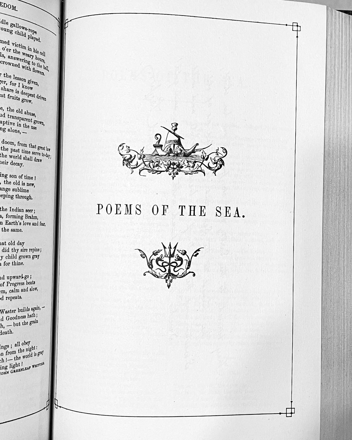 Title page with decorative boat illustration, titled "Poems of the Sea".