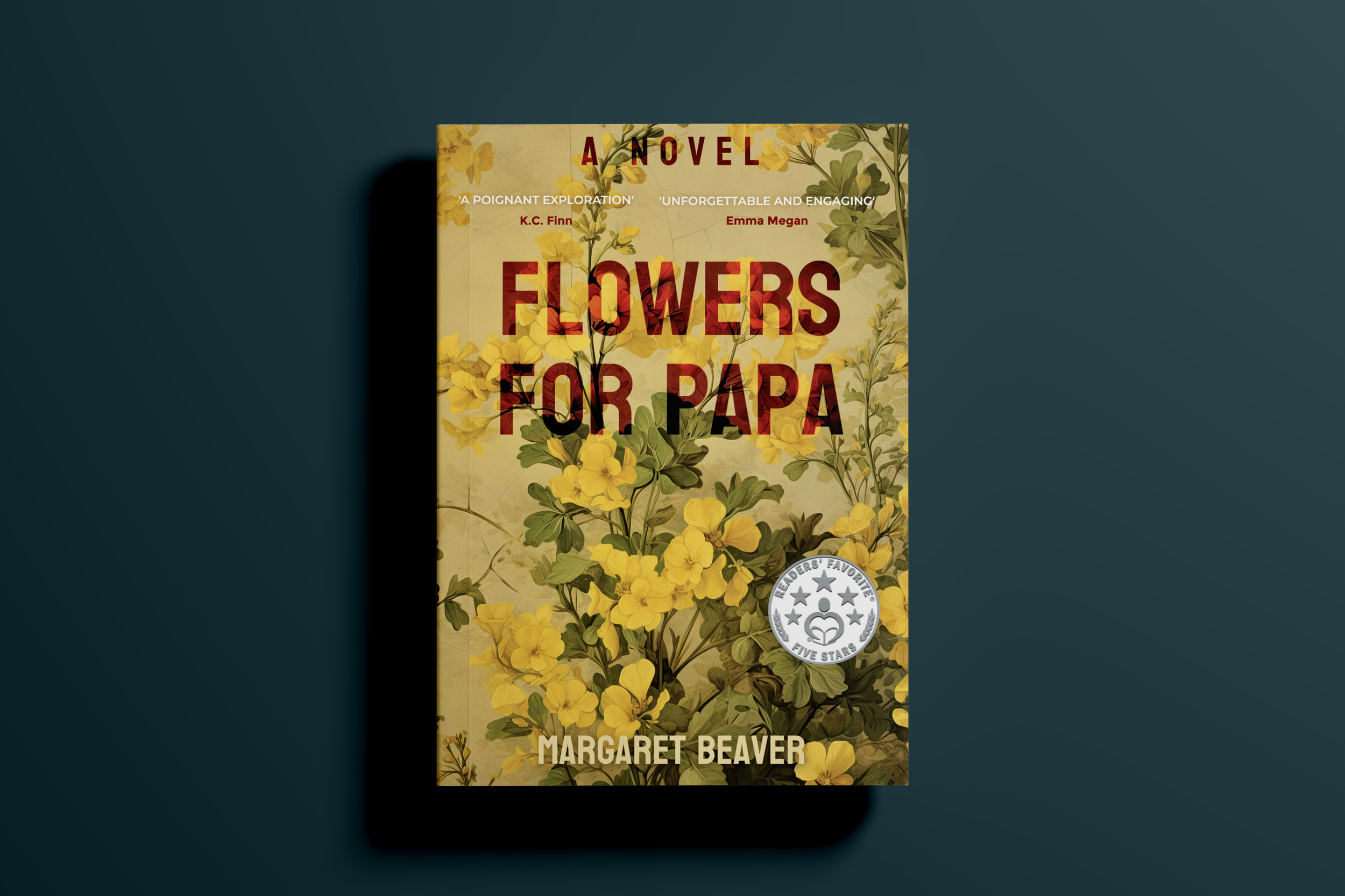 Book titled 'Flowers for Papa' by Margaret Beaver with a cover design featuring yellow flowers and green leaves.