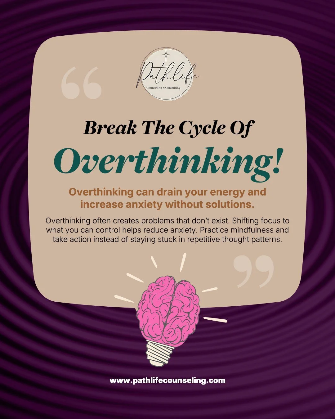 Overthinking doesn&rsquo;t solve problems, it creates more of them 🧠💭 
You replay, analyze, and question&hellip; until you feel stuck. 

But peace begins when you shift your focus 🌿 
From &ldquo;what if&rdquo; &rarr; to &ldquo;what can I do right 