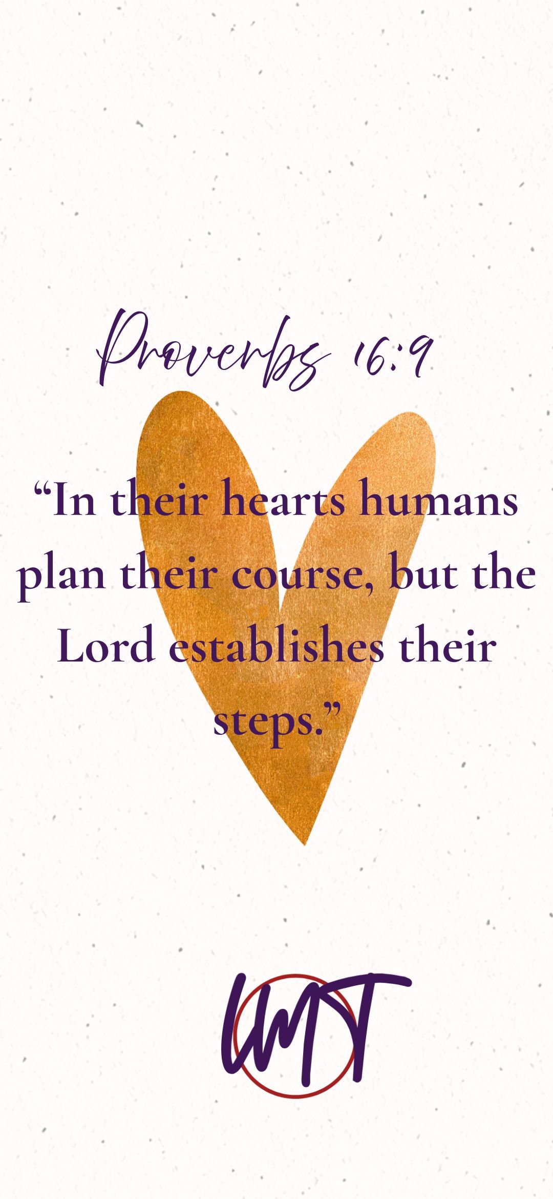 FREE Phone Wallpaper - Proverbs 16:9 - Gold and White
