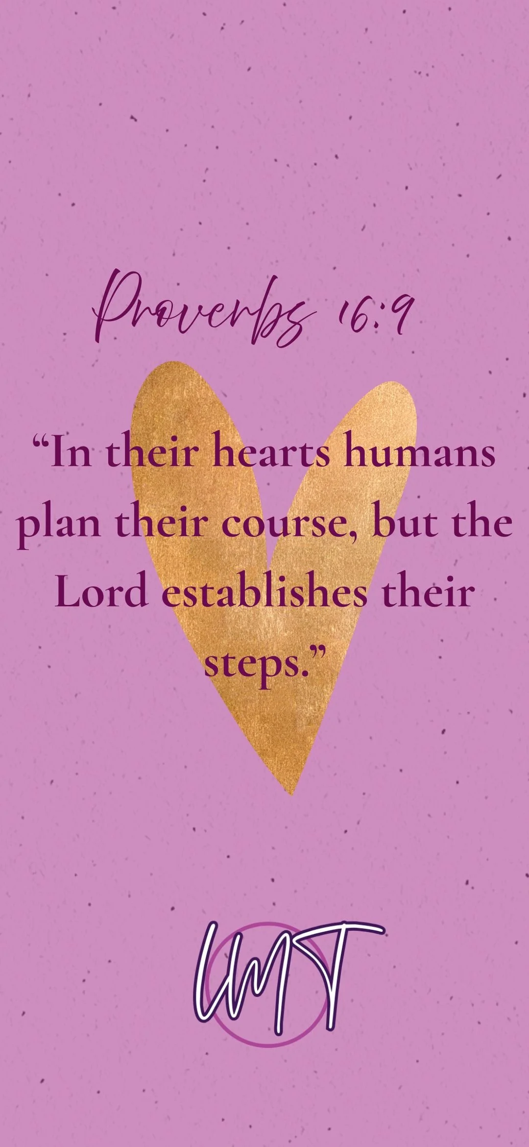 FREE Phone Wallpaper - Proverbs 16:9 - Gold and Lavender