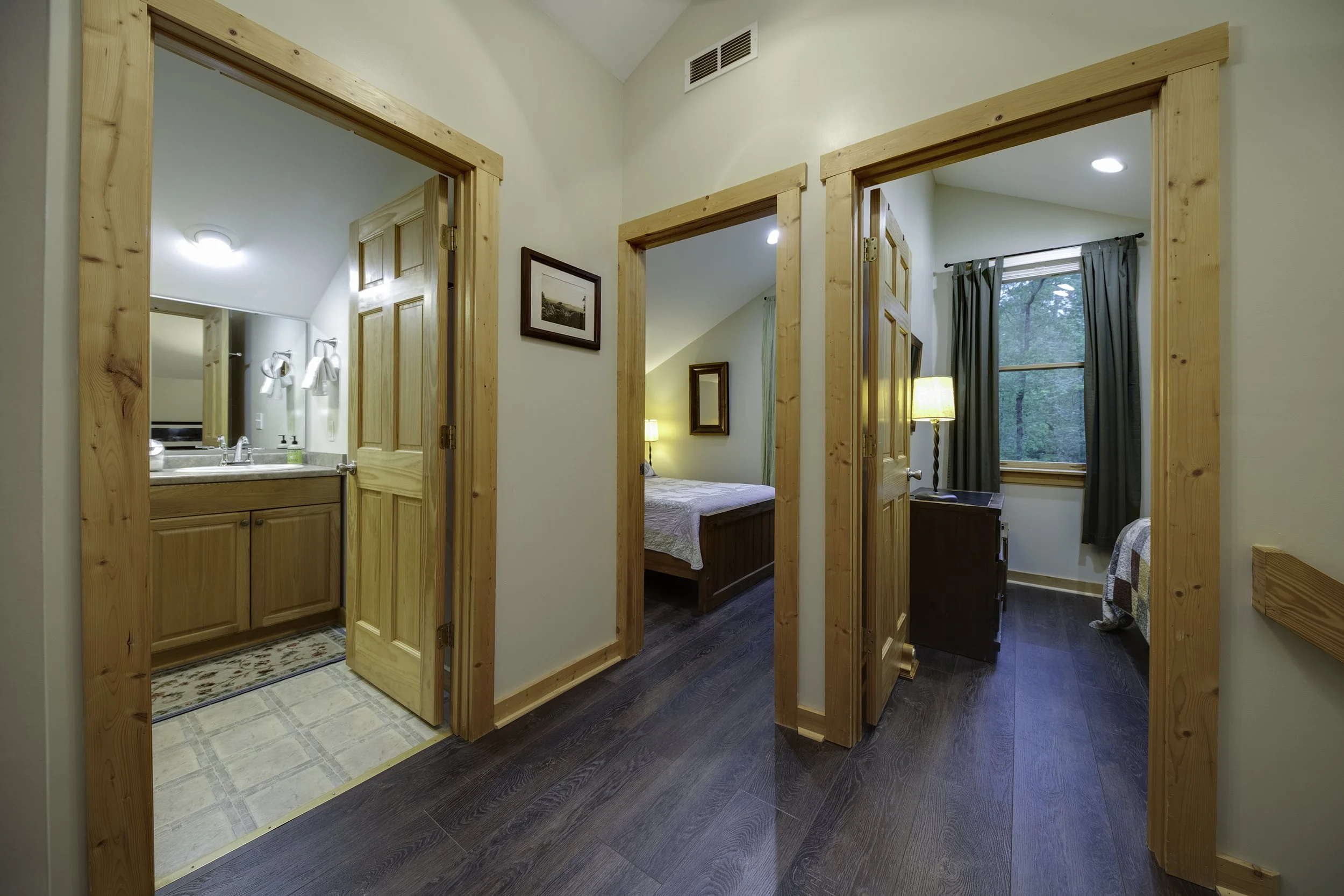 Upstairs landing, 2 small bedrooms to right