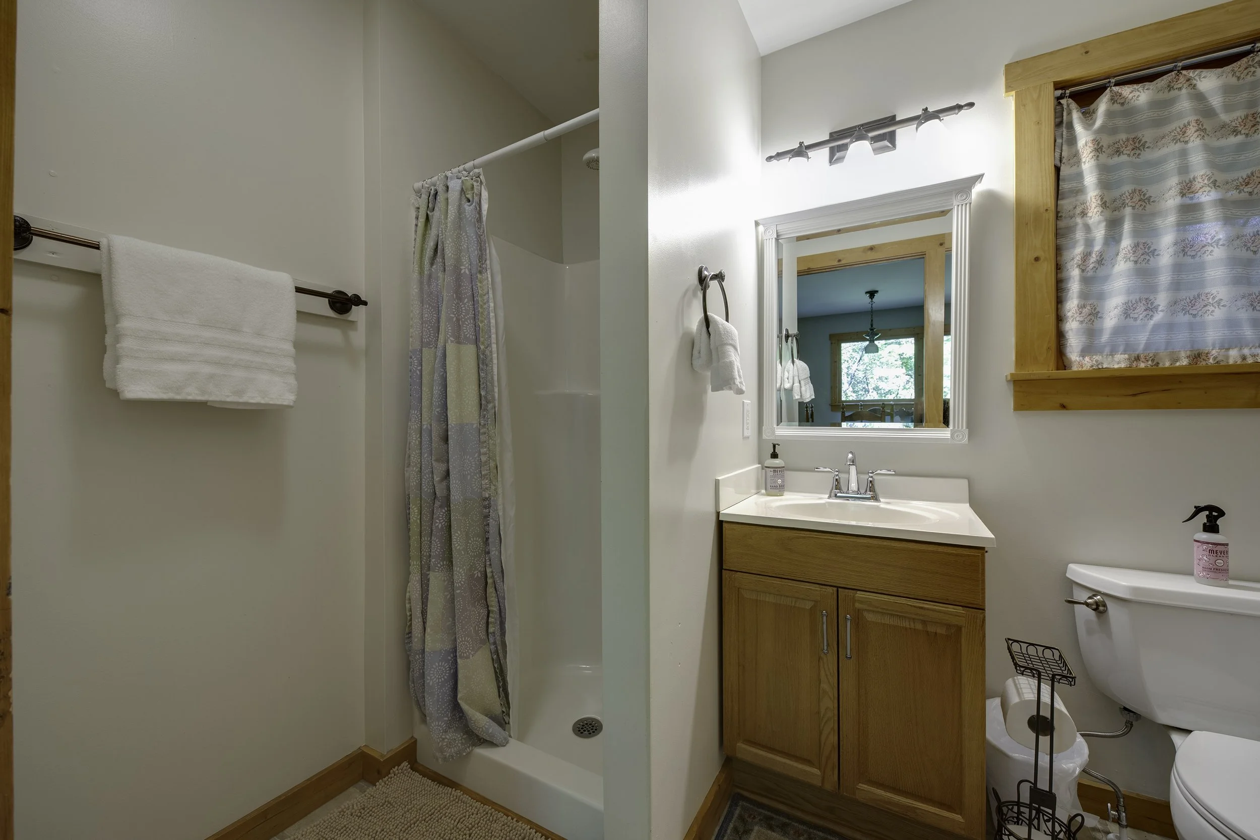 Main floor bath has walk in shower