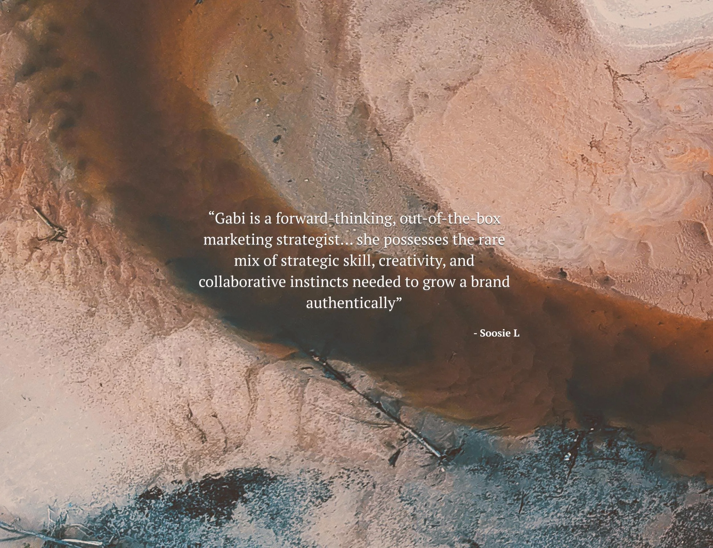 image of a quote stating Gabi is an out-of-the-box marketing strategist