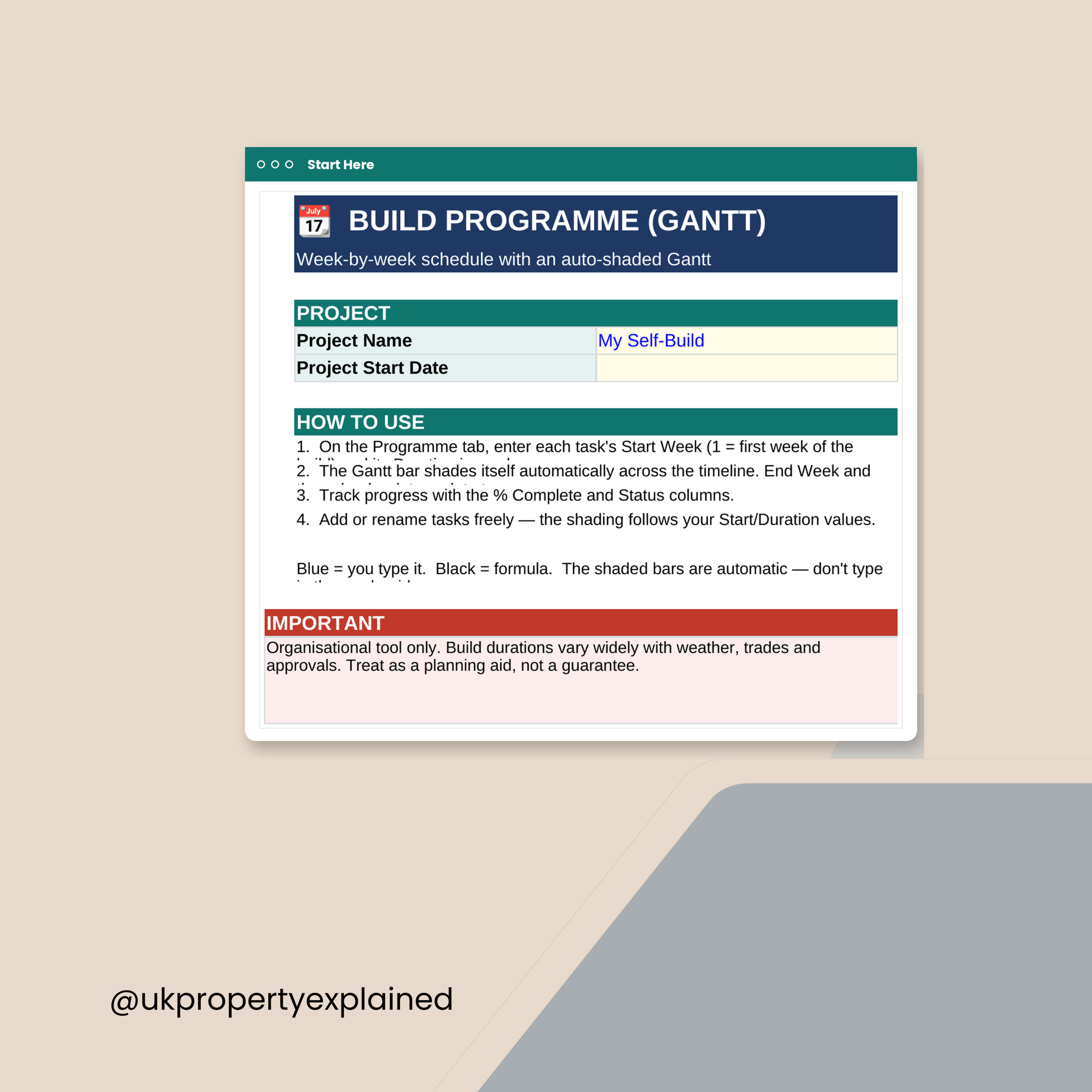 Self-Build Programme & Gantt Chart