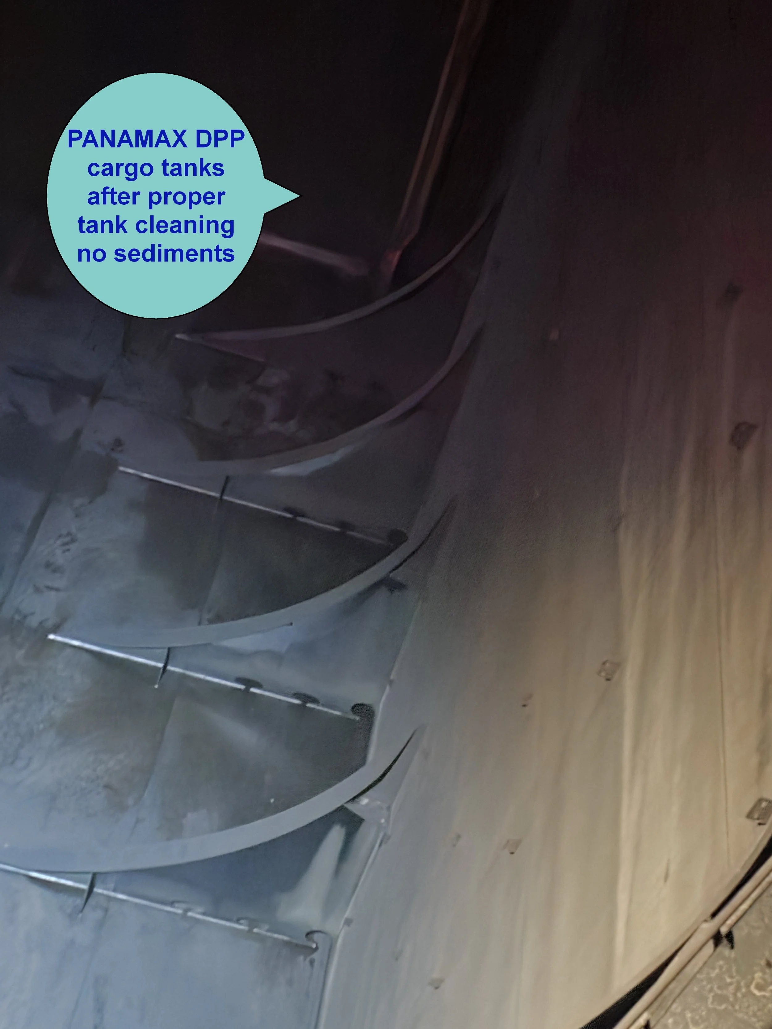 "PANAMAX DPP cargo tanks after proper tank cleaning no sediments."