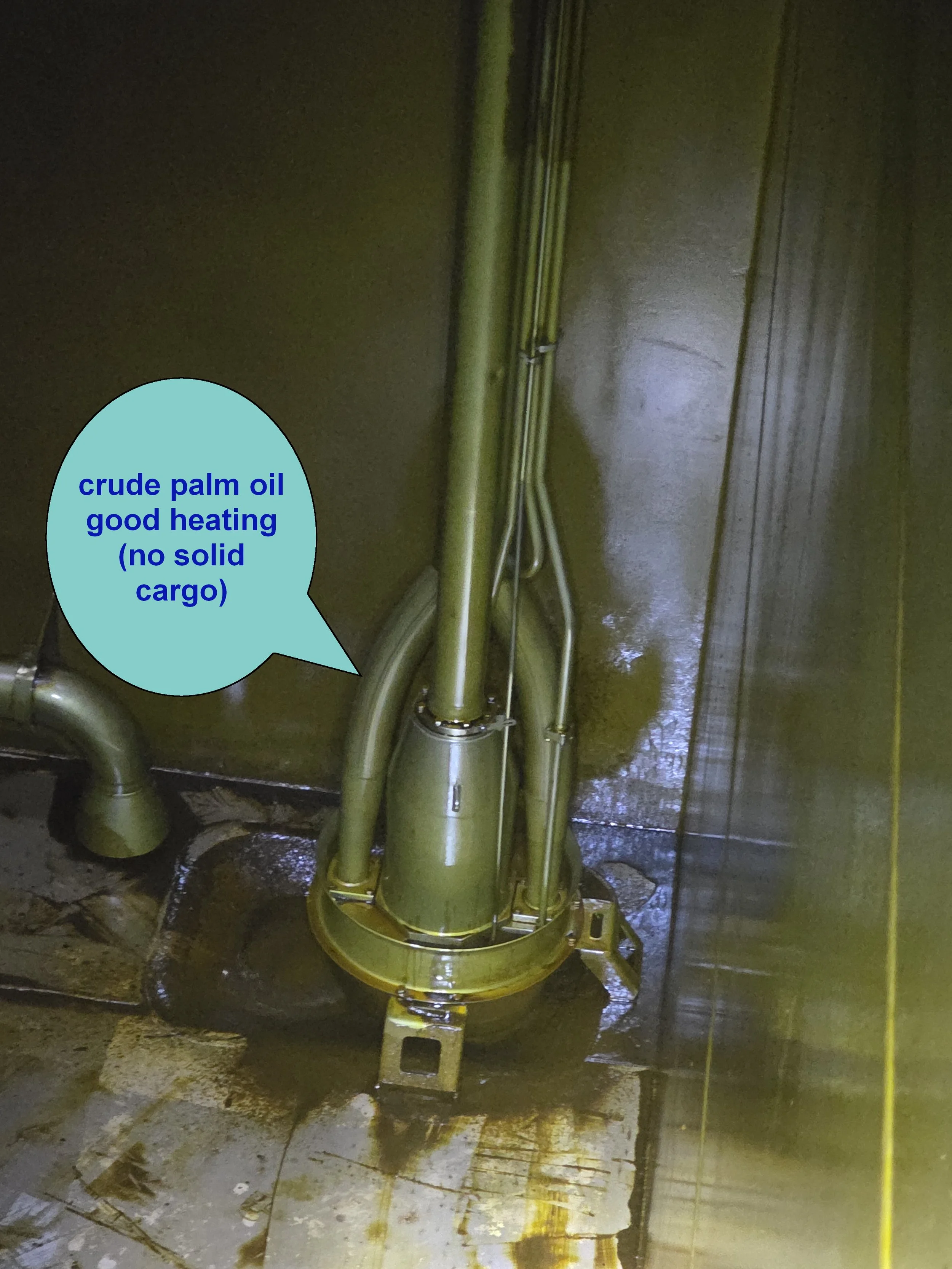  'crude palm oil good heating (no solid cargo)'.