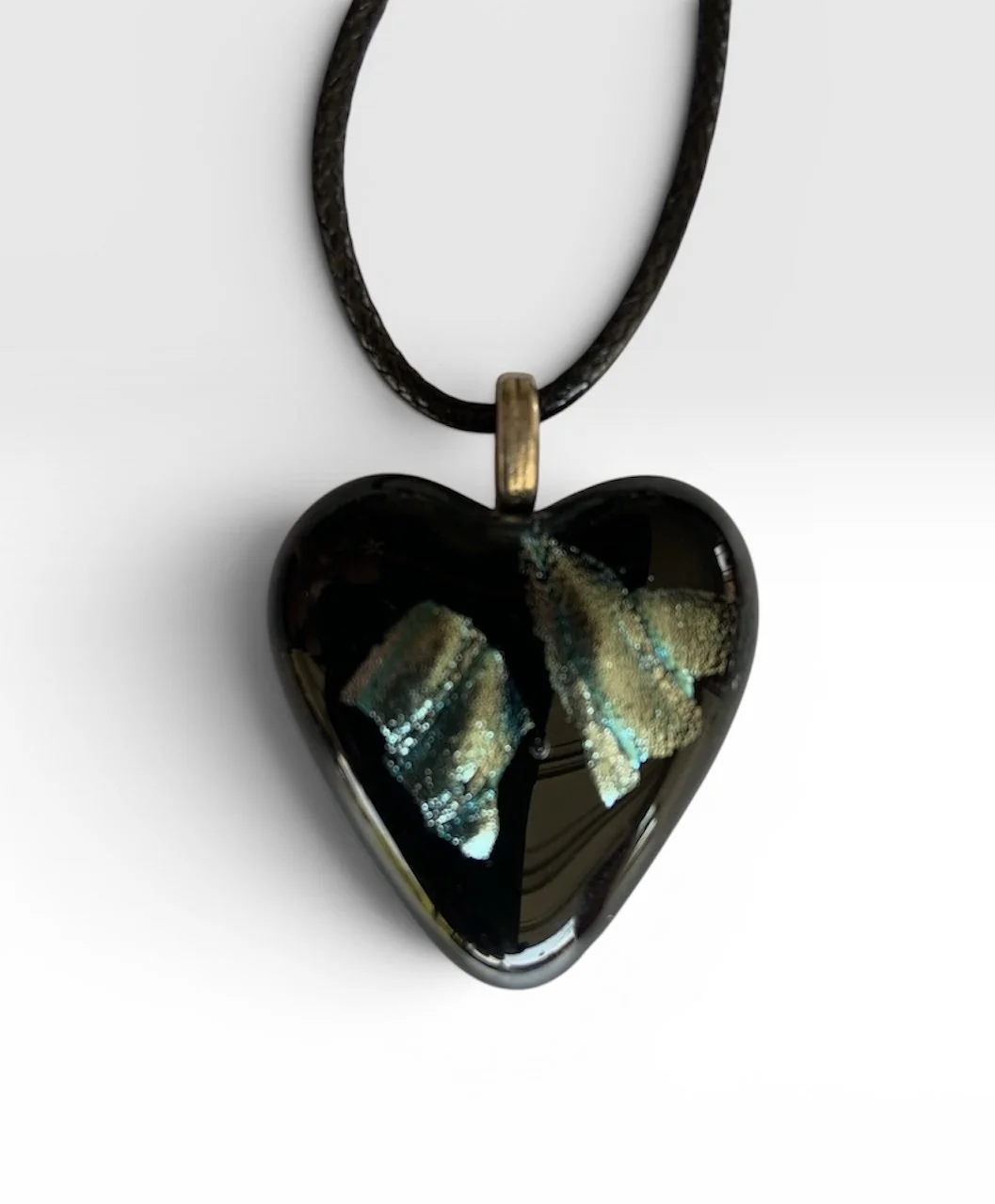 Black Heart Pendant with Shells