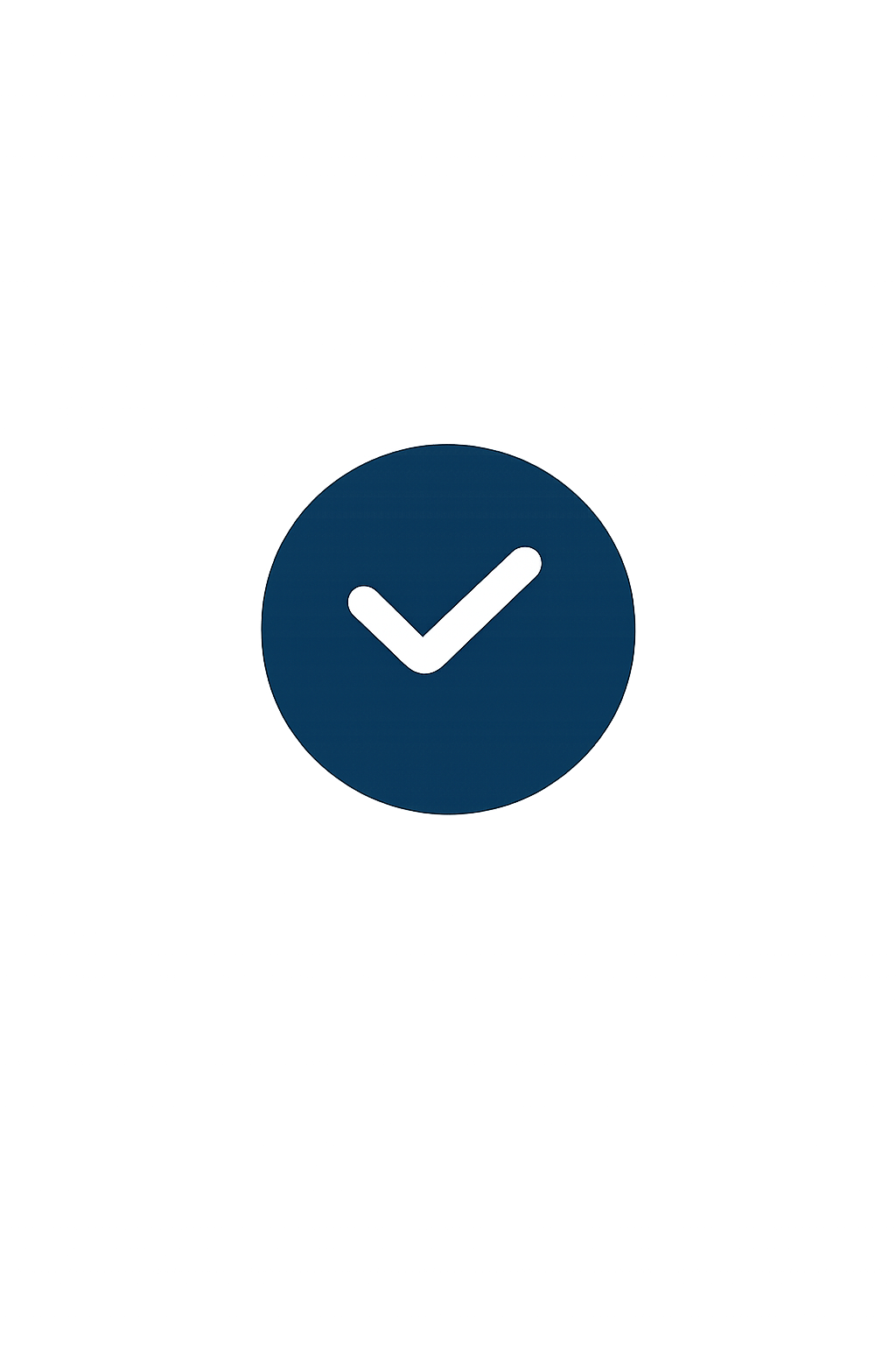 A smartphone screen displays a confirmation message with a green check mark, indicating a successful action.