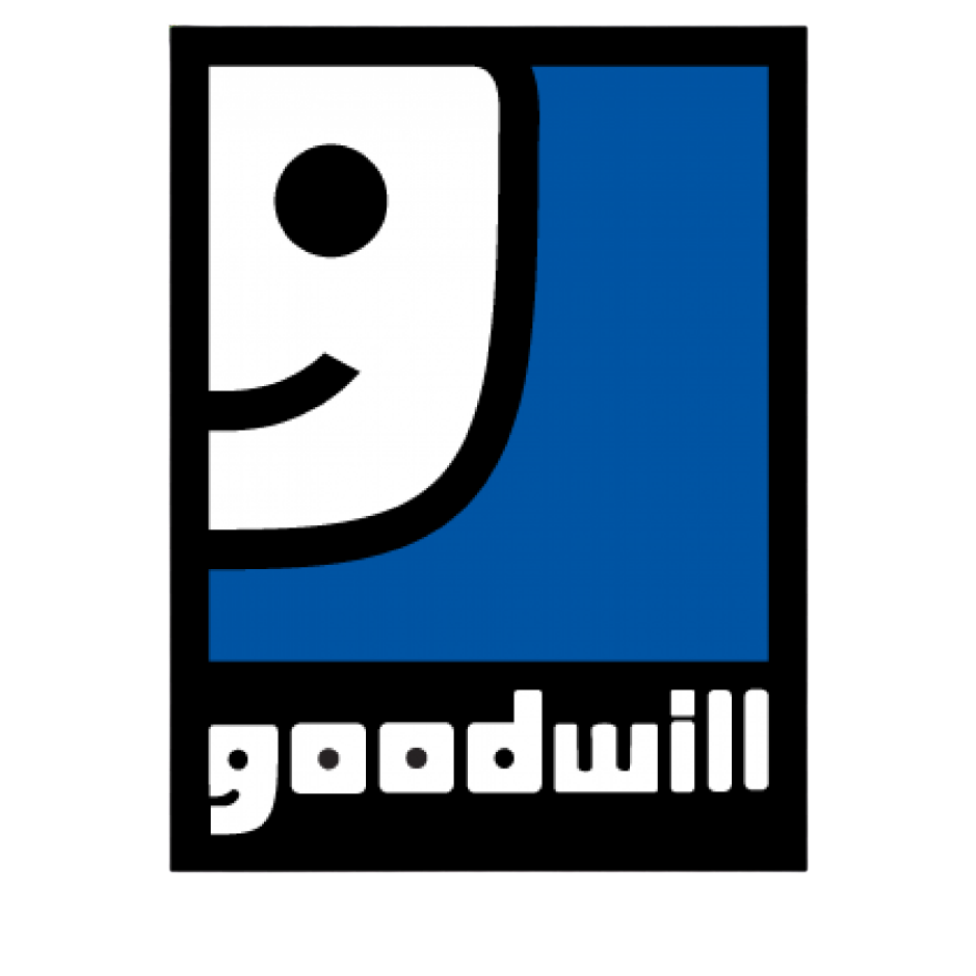 Close-up of a retro-style gaming cartridge with an illustration of a smiling face and the text 'Goodwill' at the bottom.