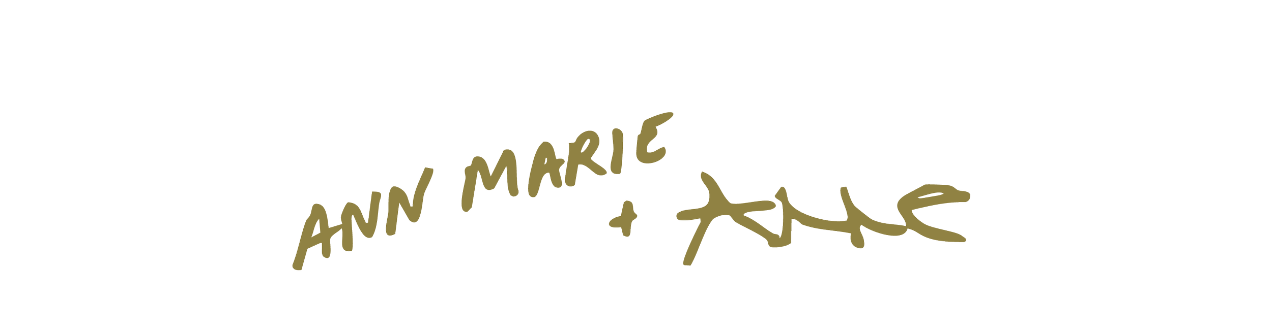 Stylized text reading "Ann Marie" and a signature in a goldish color.