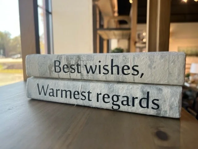 "Best Wishes, Warmest Regards" Decorative Book Stack