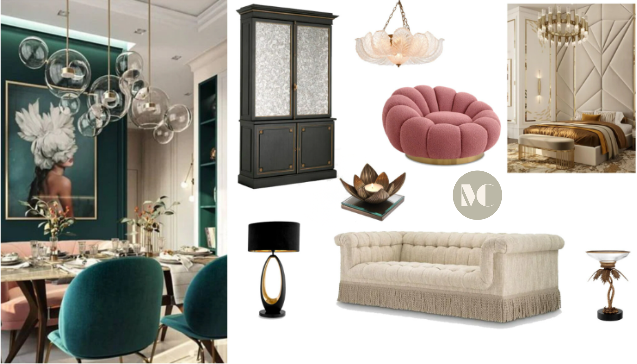 Hollywood Glam Interior Design Style Moodboard