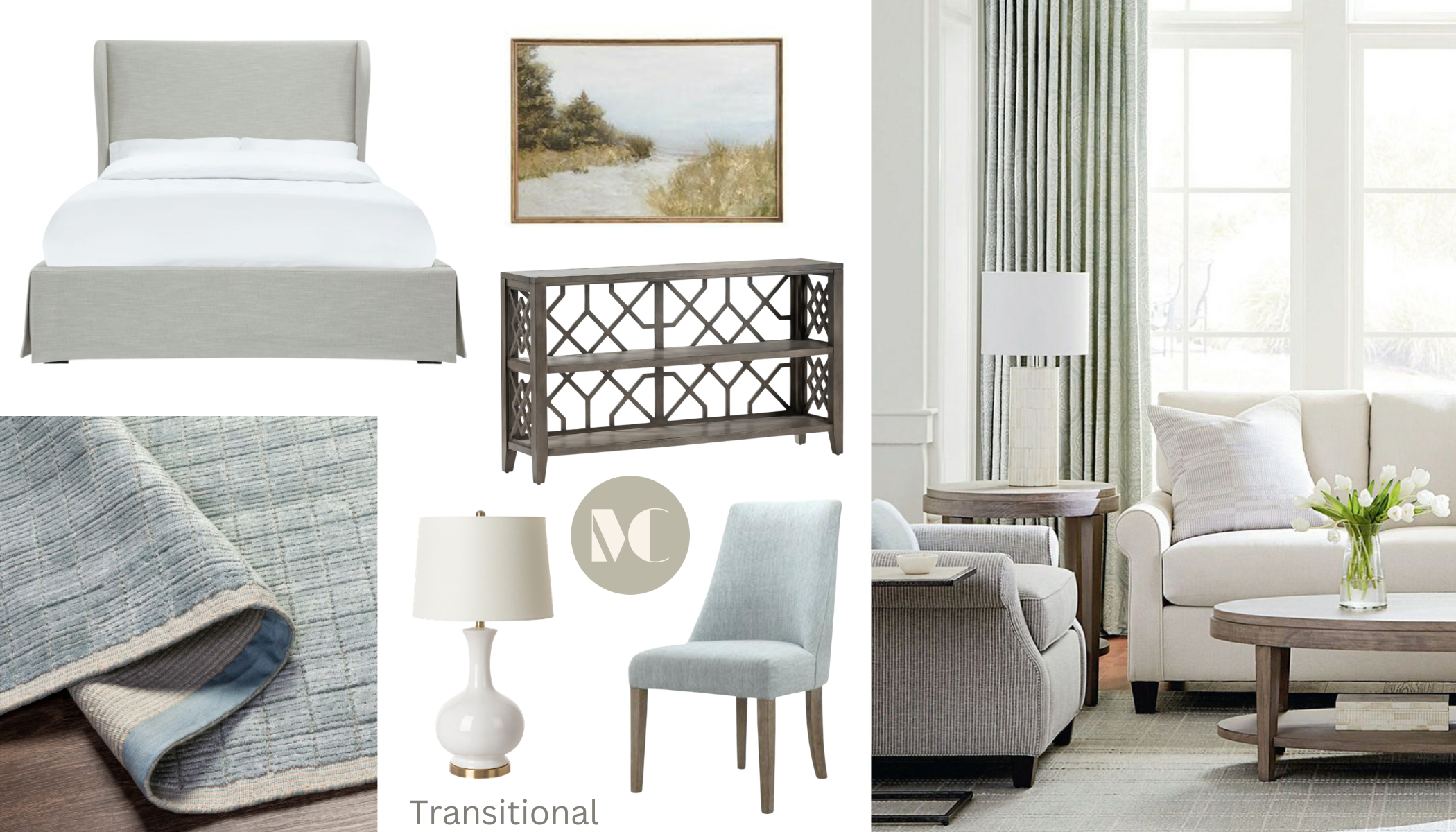 Transitional Interior Design Style Moodboard