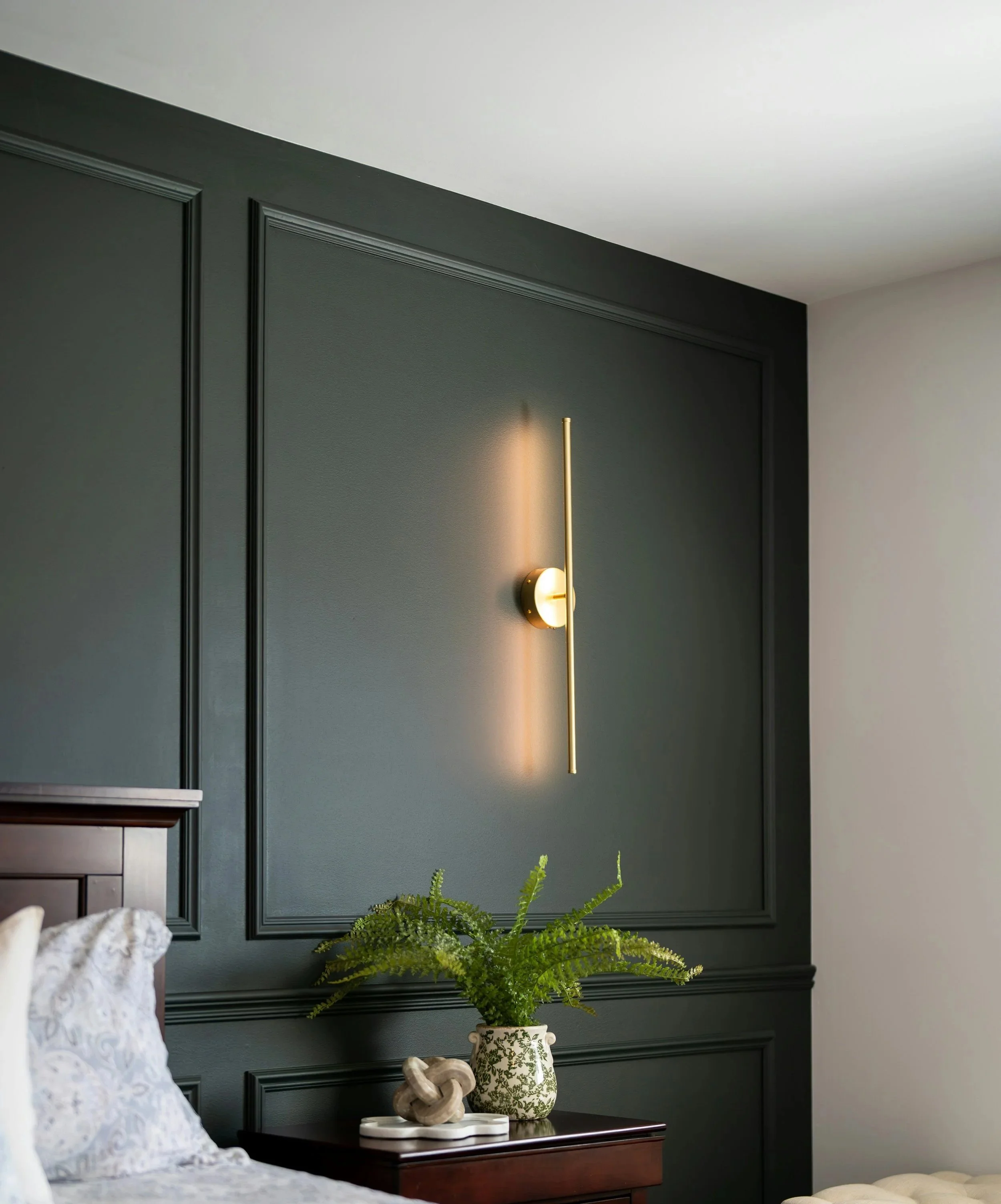 Decorative wall paneling adding texture and dimension to a stylish interior