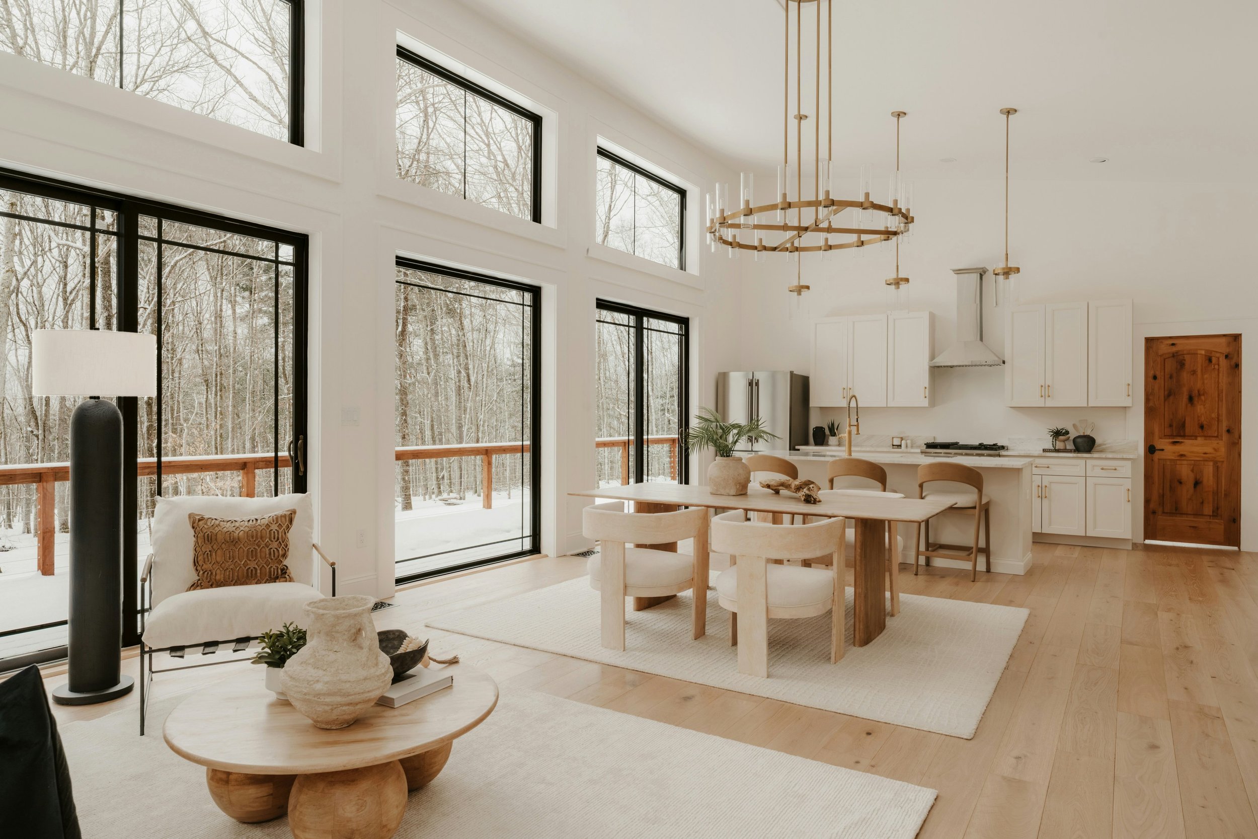Open floor plan showing how to mix wood tones