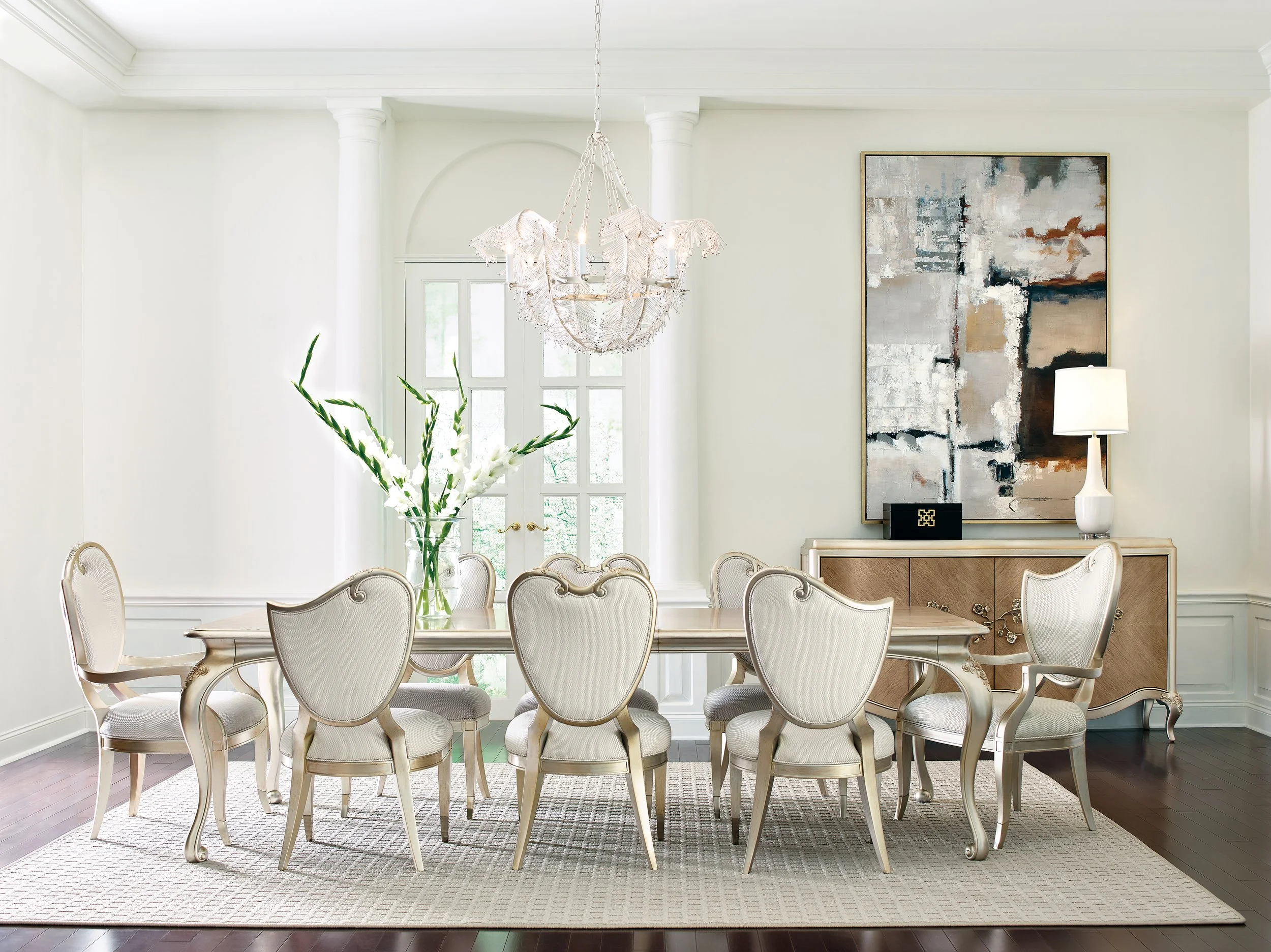Fontainebleau Dining Arm Chair by Caracole in Hollywood Glam Style dining room