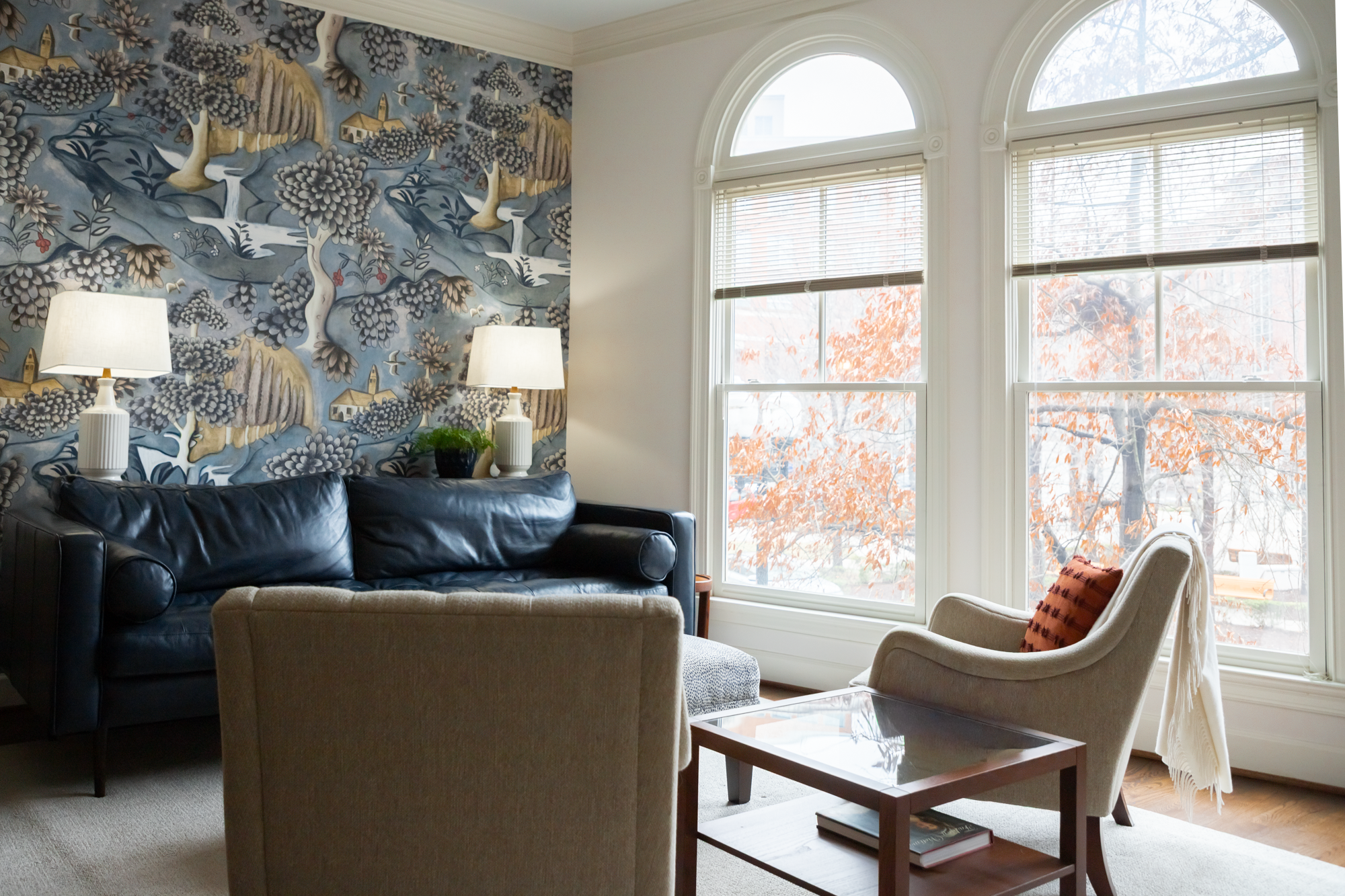 Living room styled by Lauren Murphy using client's existing antique furniture and sentimental decor