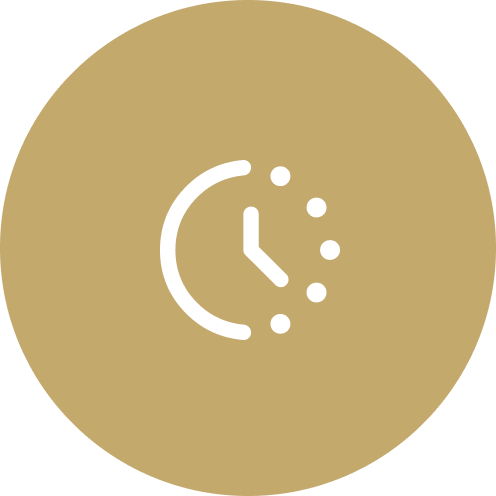 Clock icon with a partial circle and clock hands.
