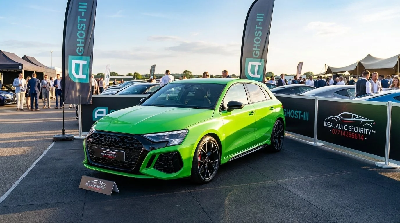Autowatch Ghost-III immobiliser stand by Ideal Auto Security at trade show with Audi RS3 display