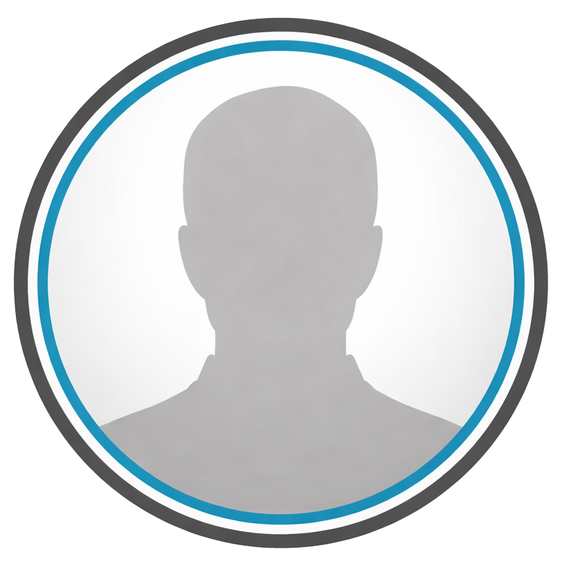 Platzhalter für ein Profilbild mit einer grauen Silhouette eines Menschen in einem blauen und grauen Kreis