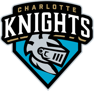 Charlotte Hornets logo with a knight's helmet and text 'Charlotte Knights' above.