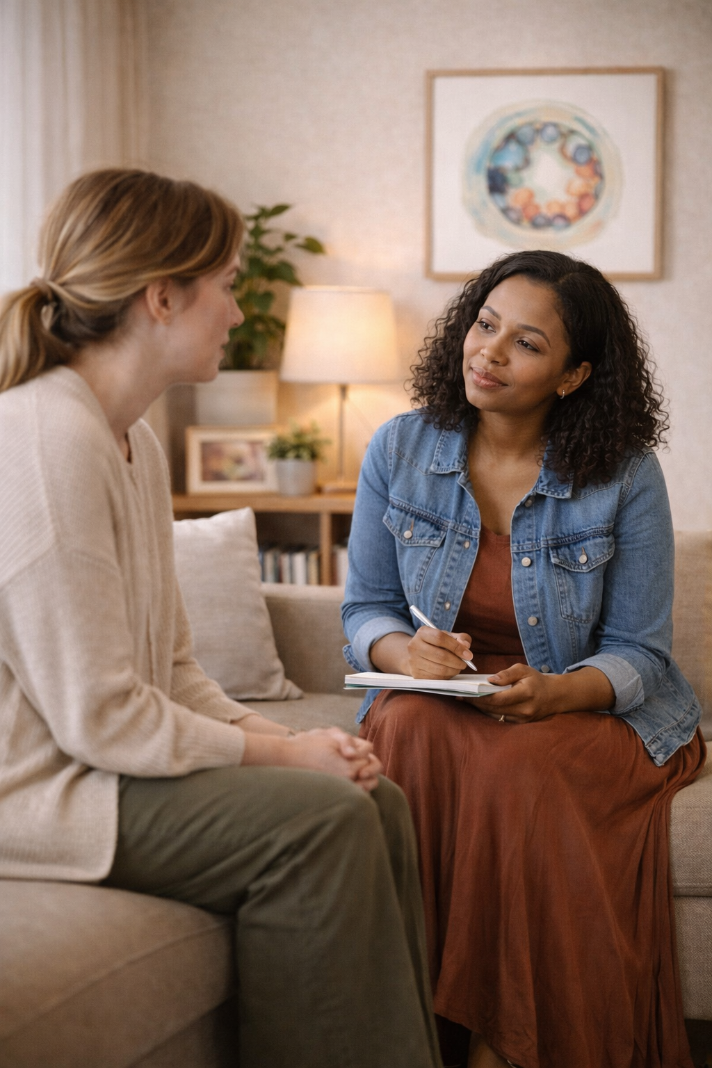 woman seeking therapy for pregnancy-related fears