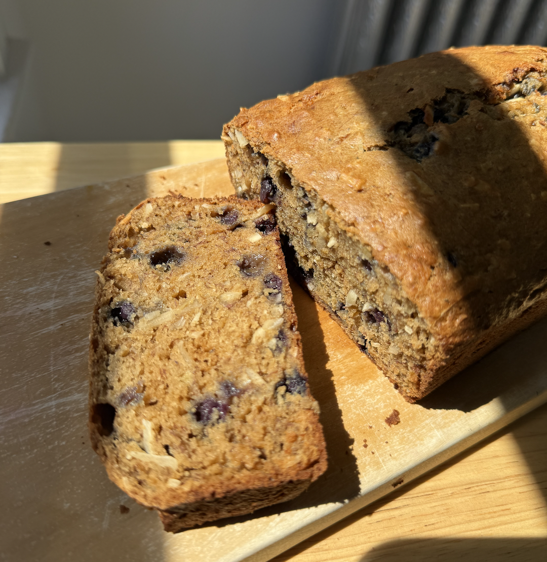 Gluten free blueberry coconut banana bread *available upon request