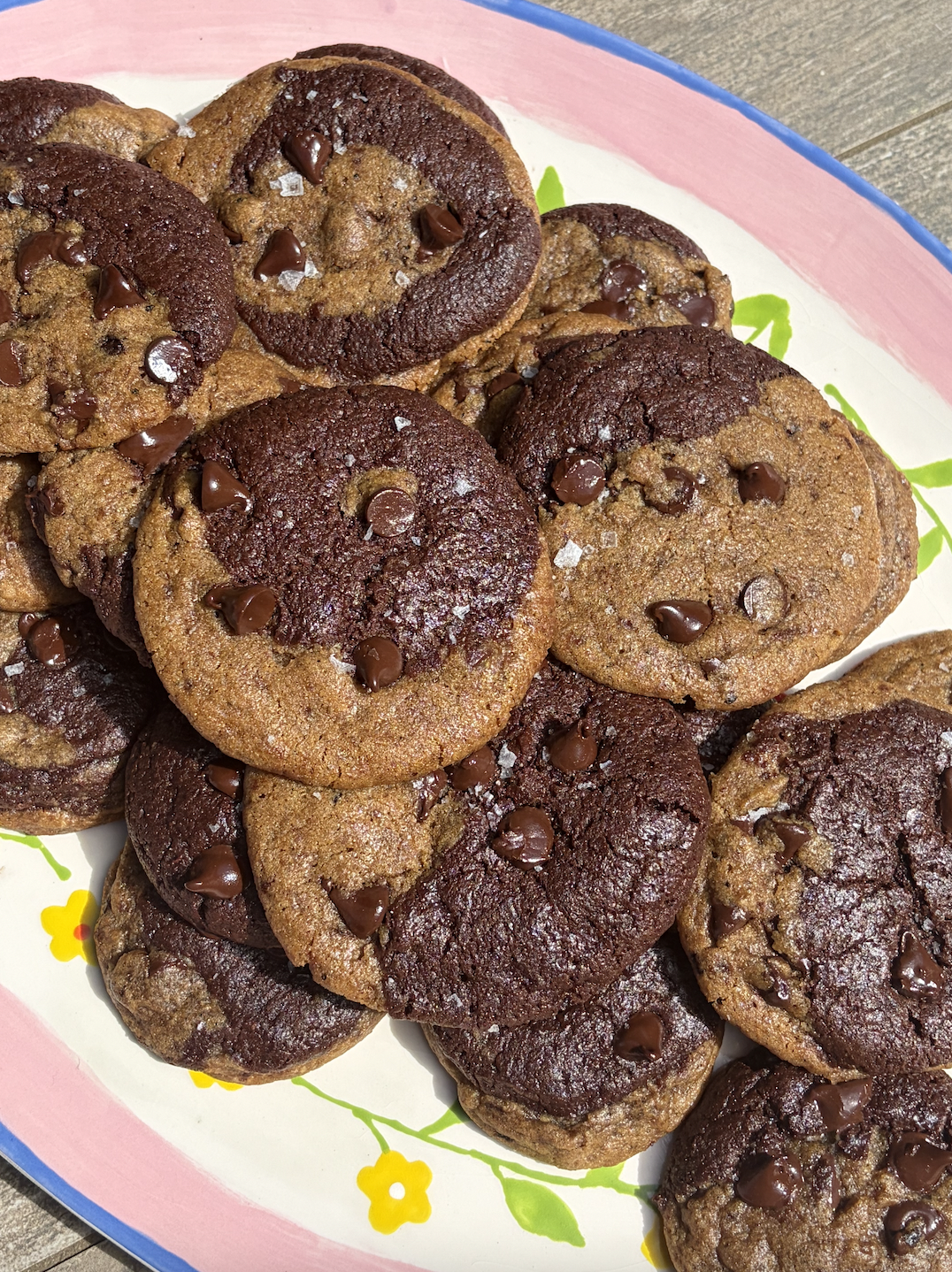 Espresso brownie chocolate chip cookies (about 24 cookies)