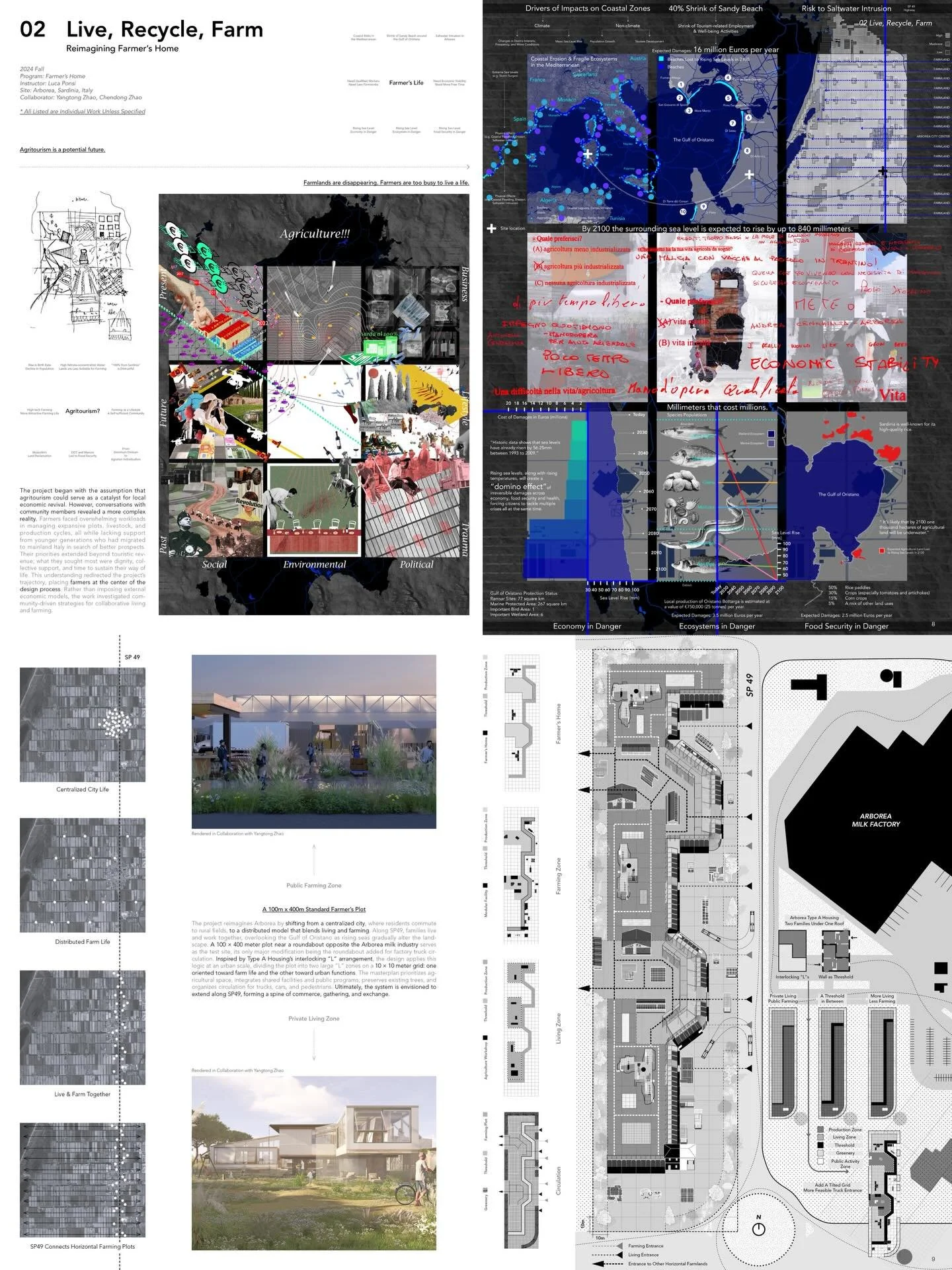 📍Live, Recycle, Farm

Fall 2024
Instructor: Luca Ponsi
Teammates: Tony Zhao, Adam Zhao

The project originates from a critical reassessment of agritourism as a strategy for rural revitalization. Fieldwork and interviews with local farmers revealed s