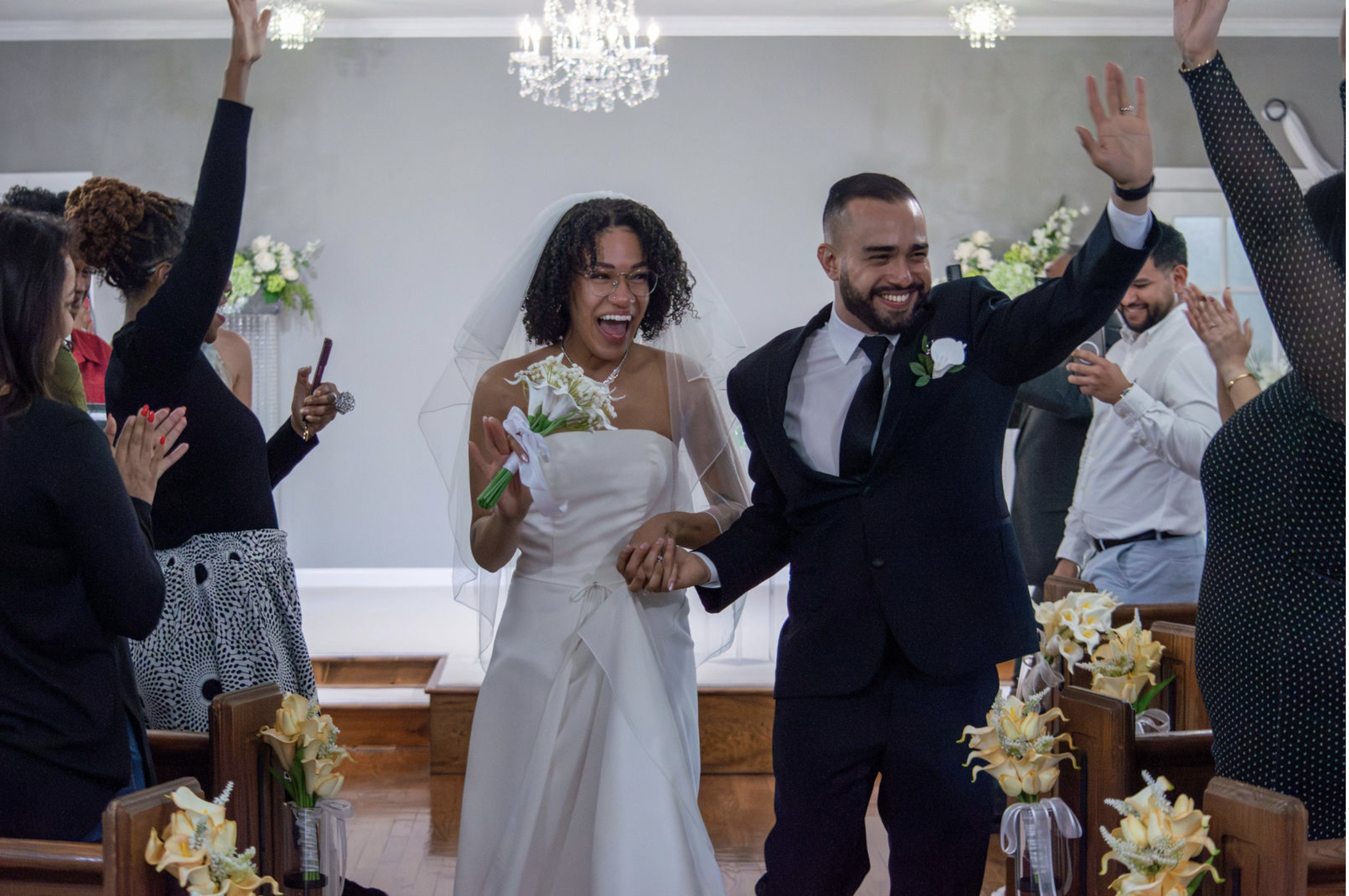 Couple celebrating an intimate wedding at Legacy Rise chapel in Waxhaw, North Carolina