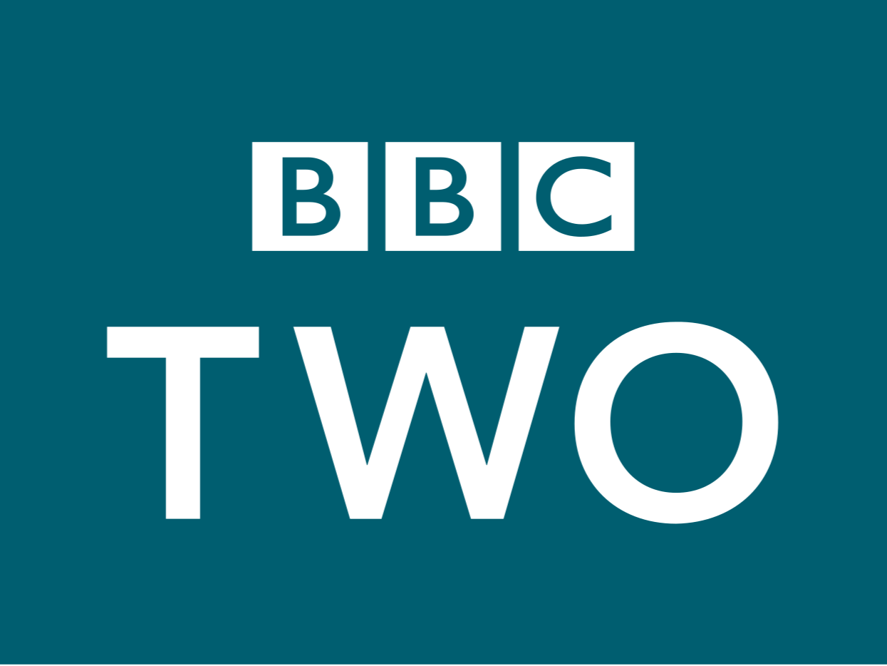 BBC Two logo in white text on a dark teal background.