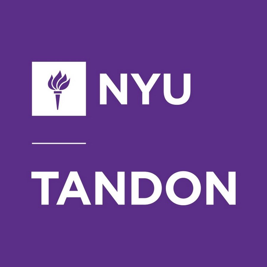 NYU Tandon logo with purple background and white text