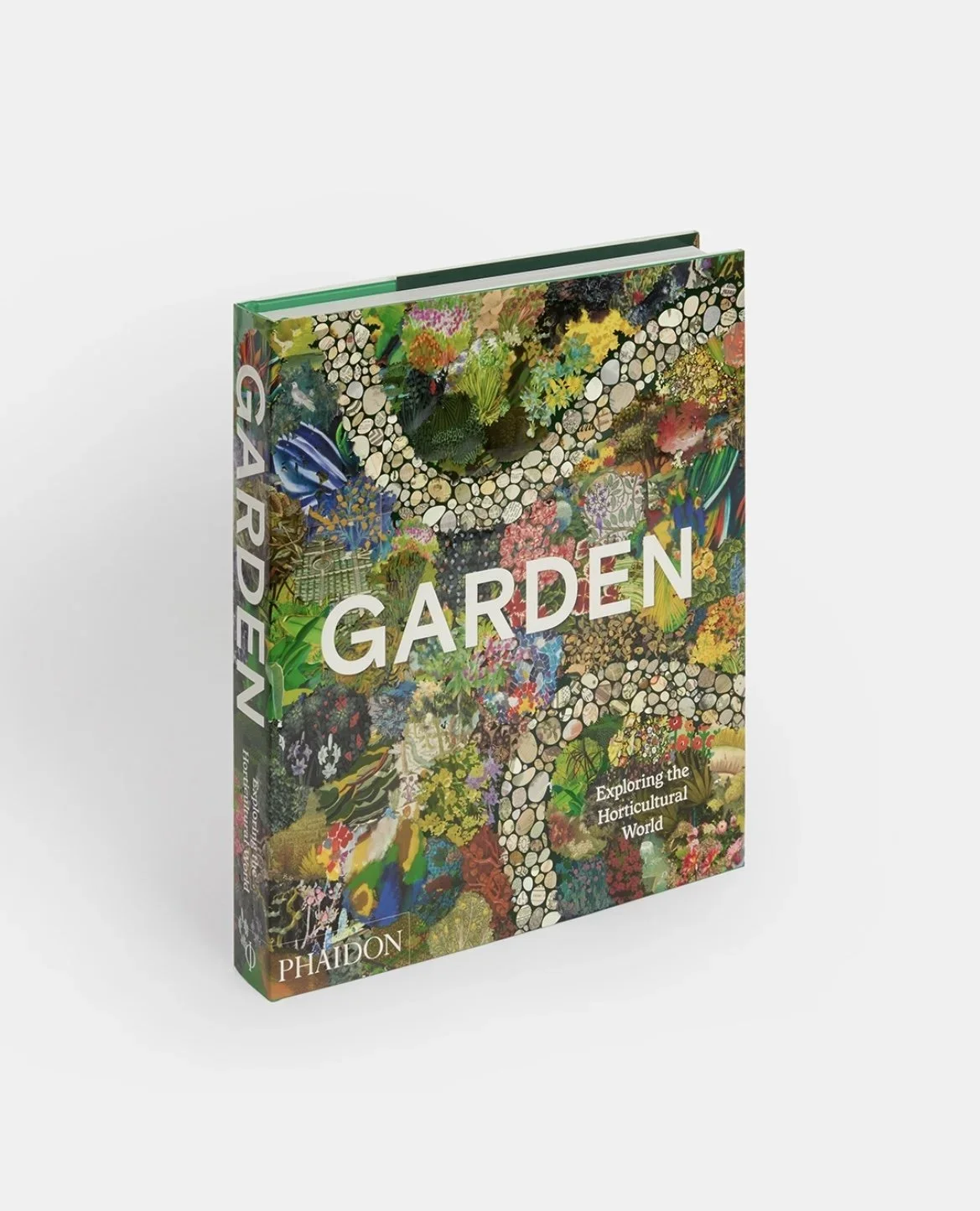 A book titled 'GARDEN' with a colorful cover featuring various plants, flowers, and garden scenes.