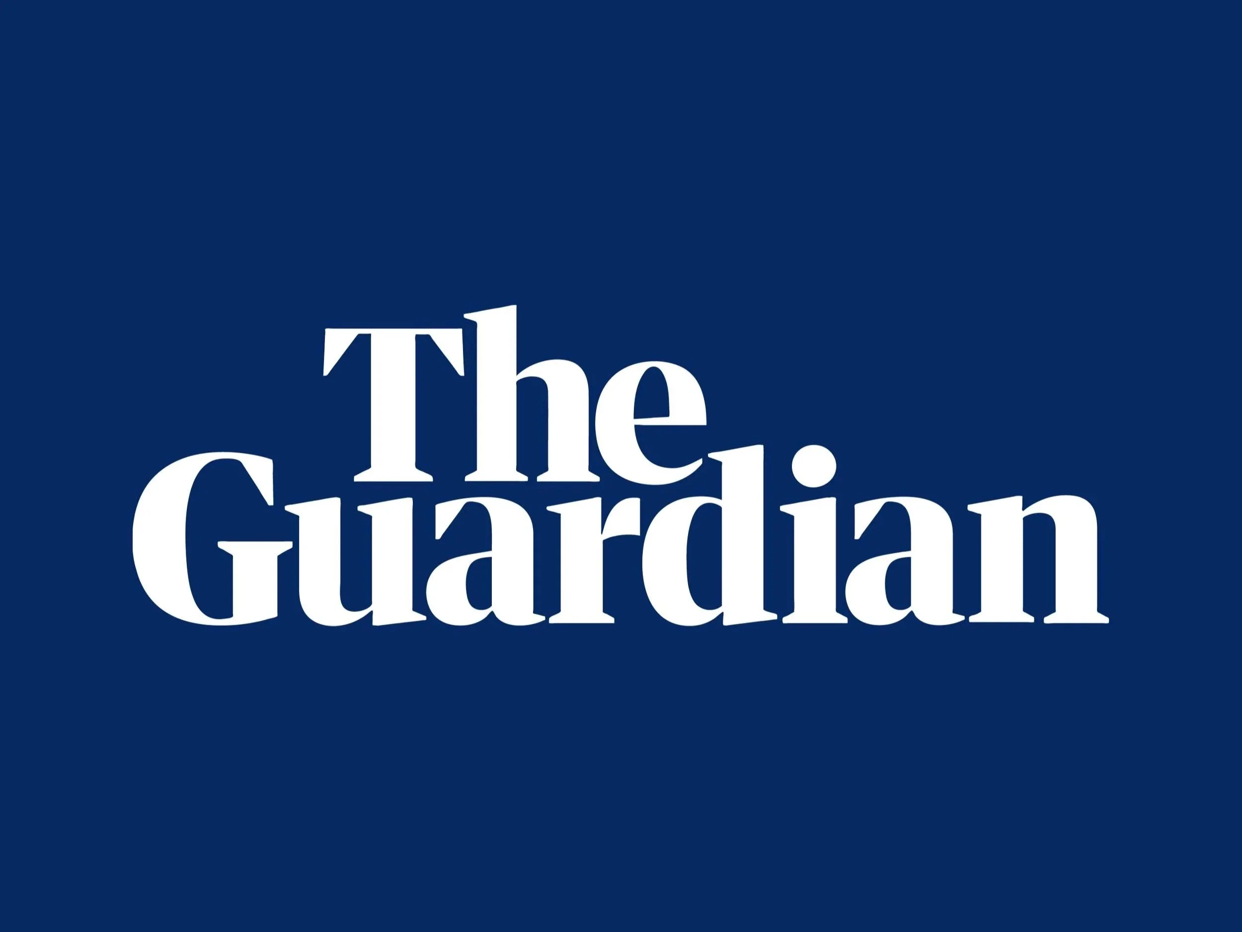 The Guardian logo with white text on a blue background.