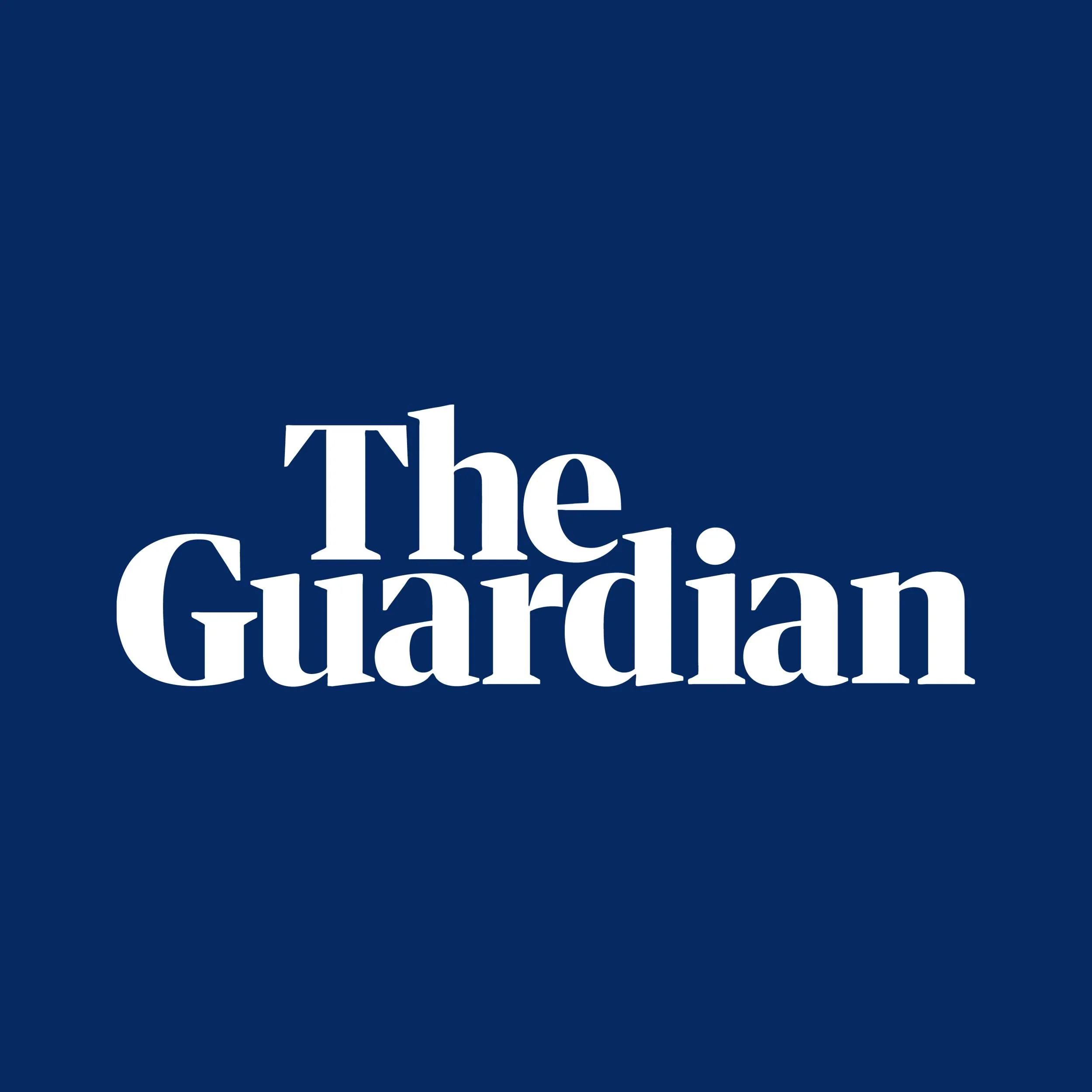The Guardian logo with white text on a dark blue background.