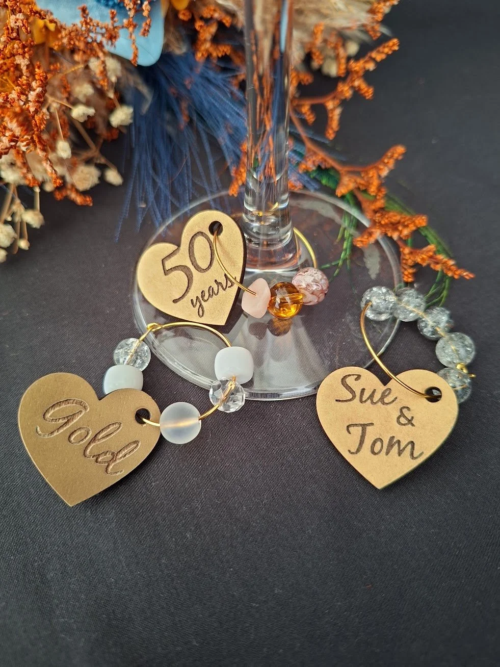 Personalised wine glass charms Pack of 25