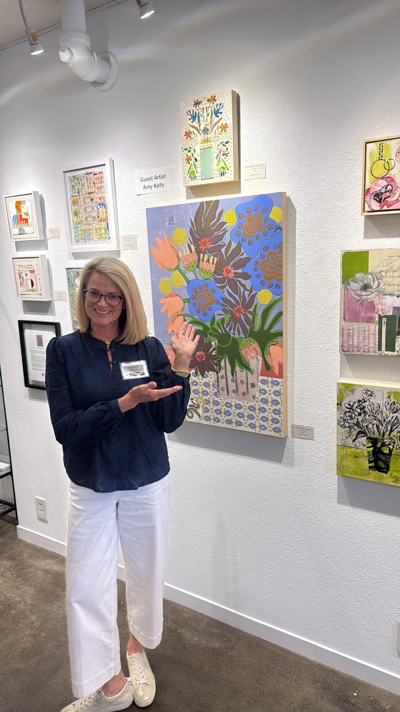 Amy S Kelly at the opening reception for In Bloom: Handpicked Compositions Sonoma Arts Guild April 2026