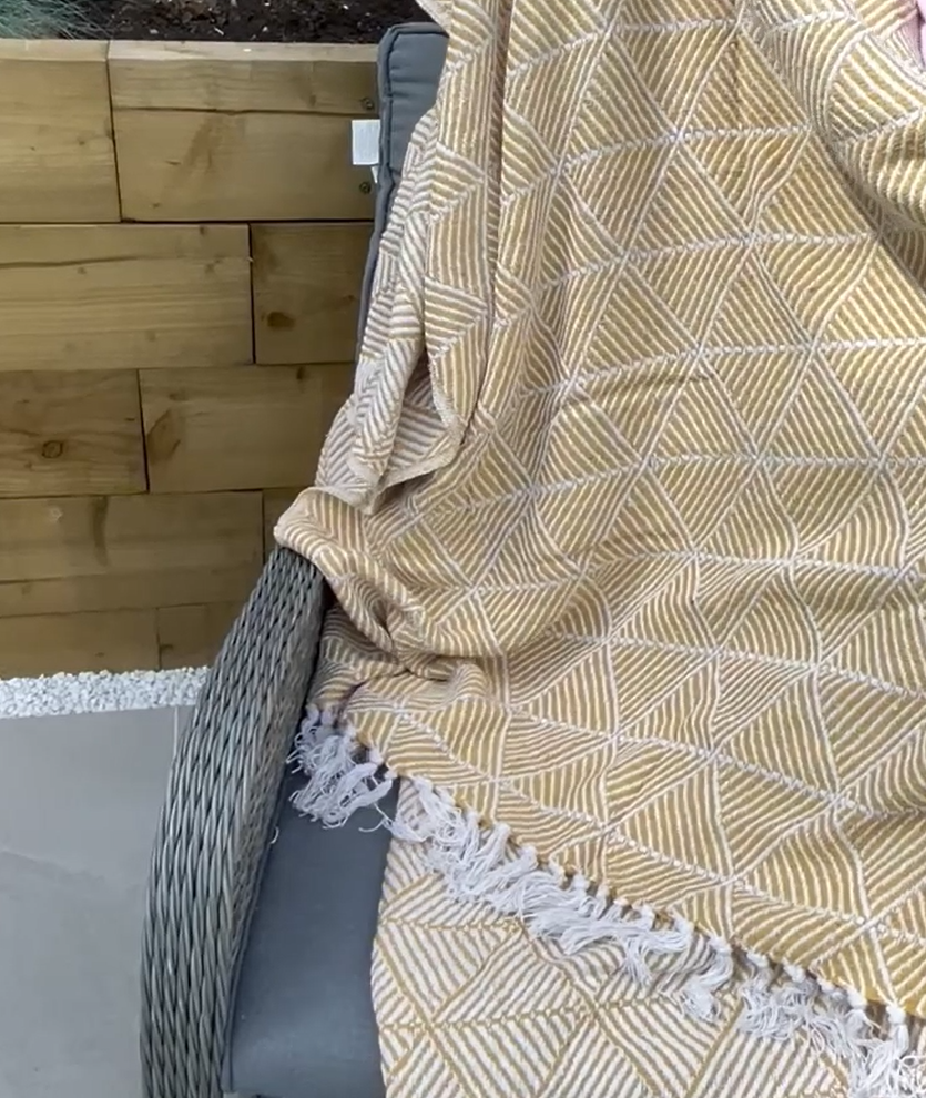 Mustard Yellow Triangle Recycled Cotton Blanket