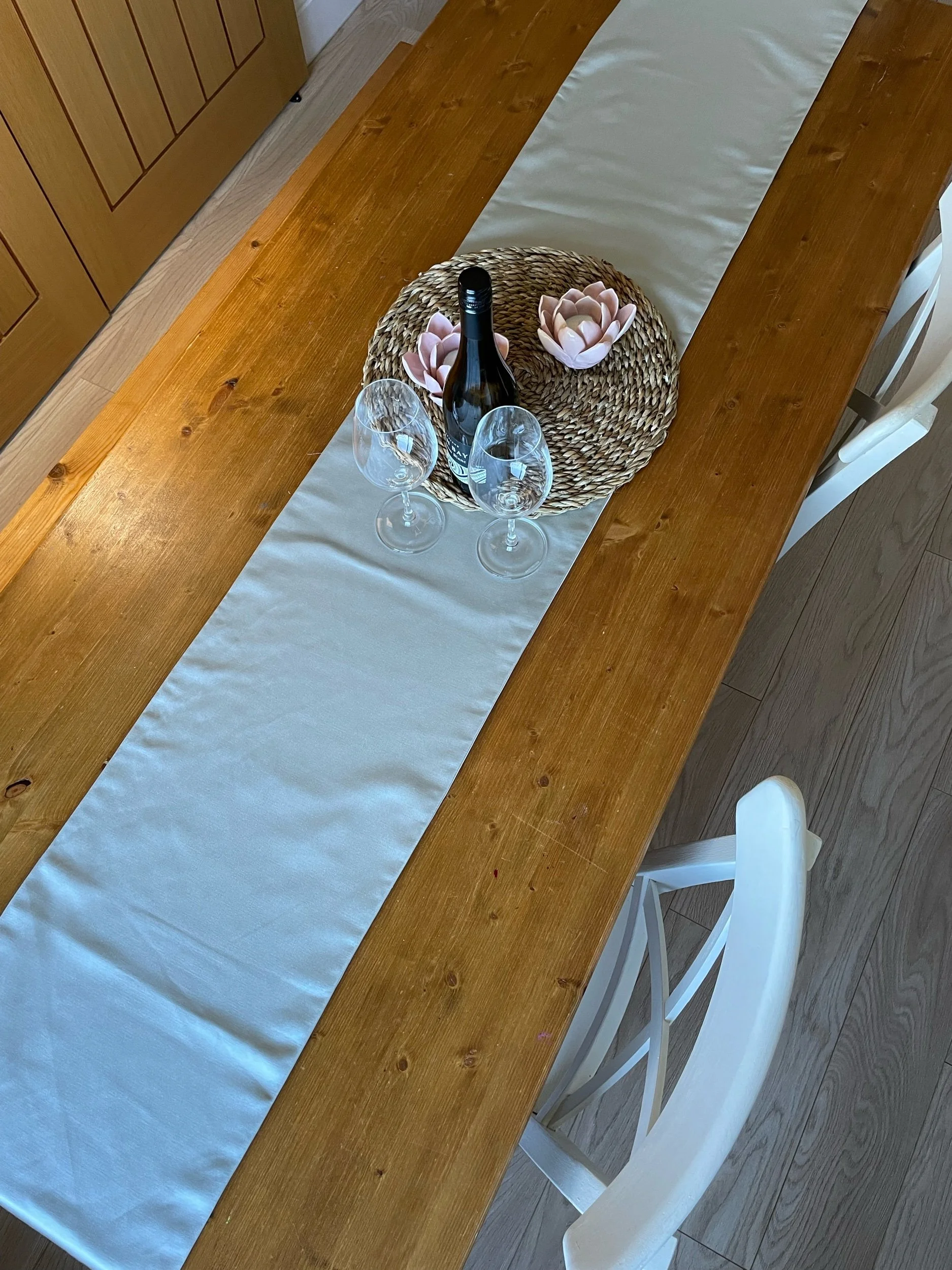 Satin Silver Long table runner