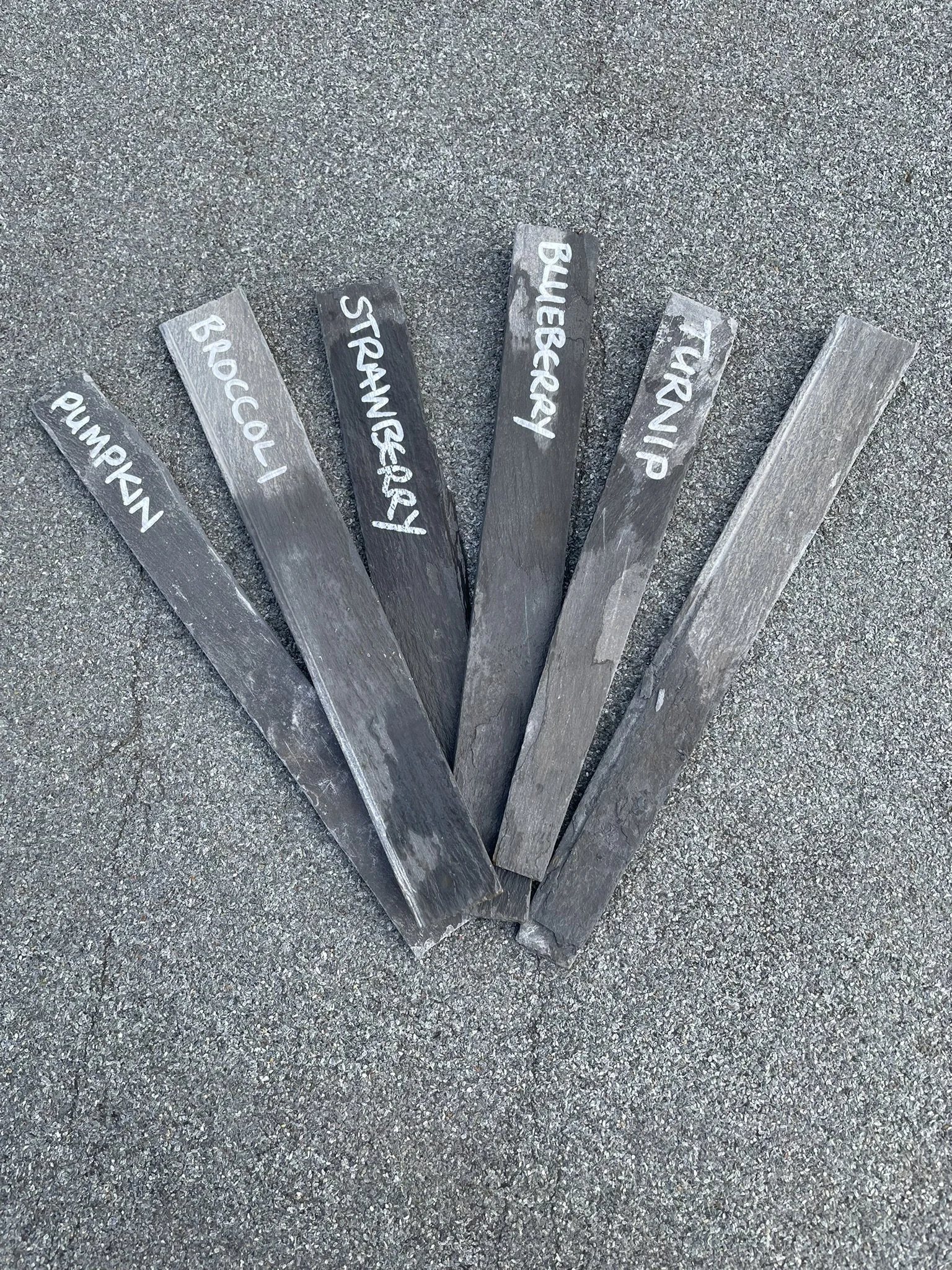 Recycled slate plant markers